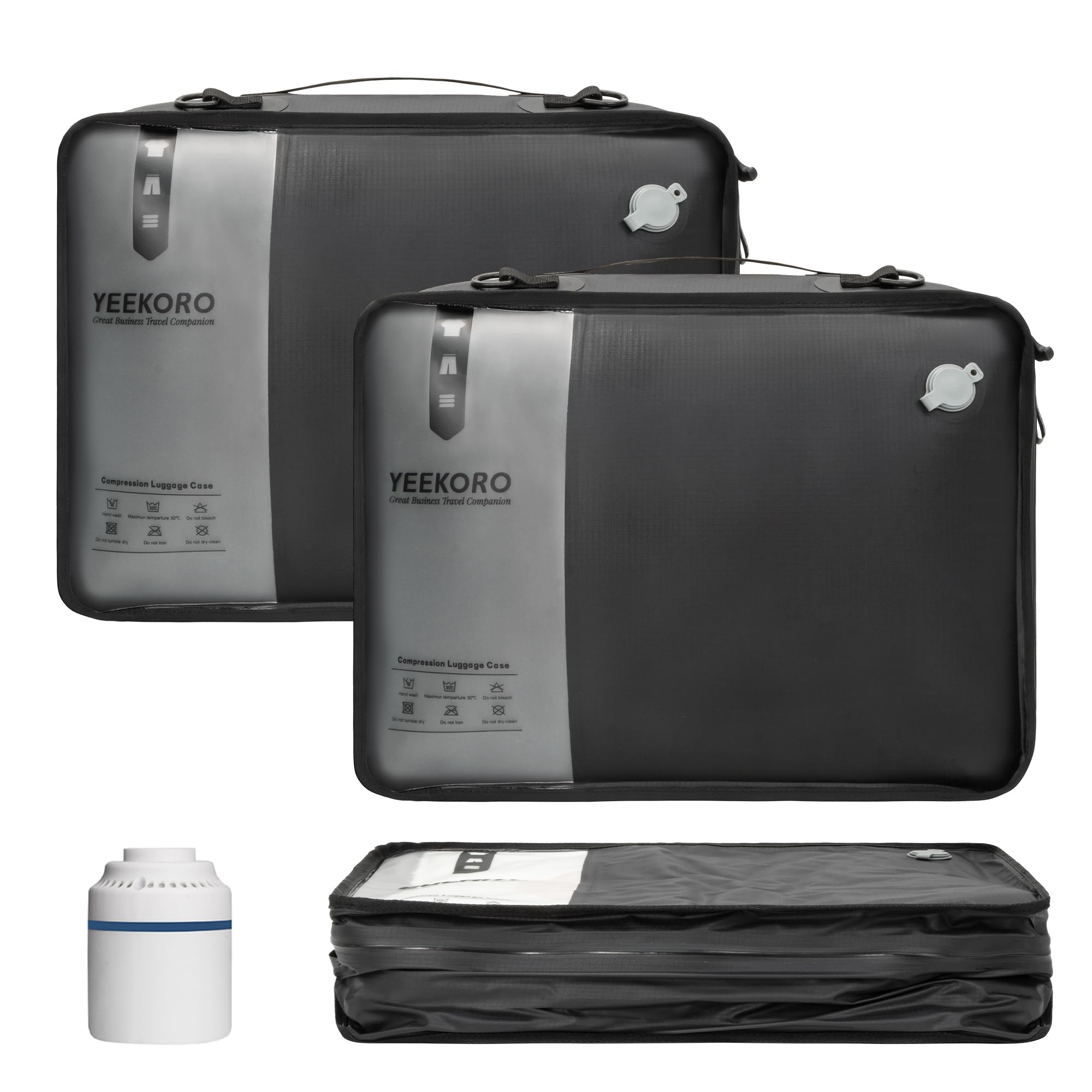 YEEKORO Compression Packing Cubes, Vacuum Bags for Business Trip, Professional IPX8 Reusable Travel Packing Cubes for 20 inch Suitcases, Organizer