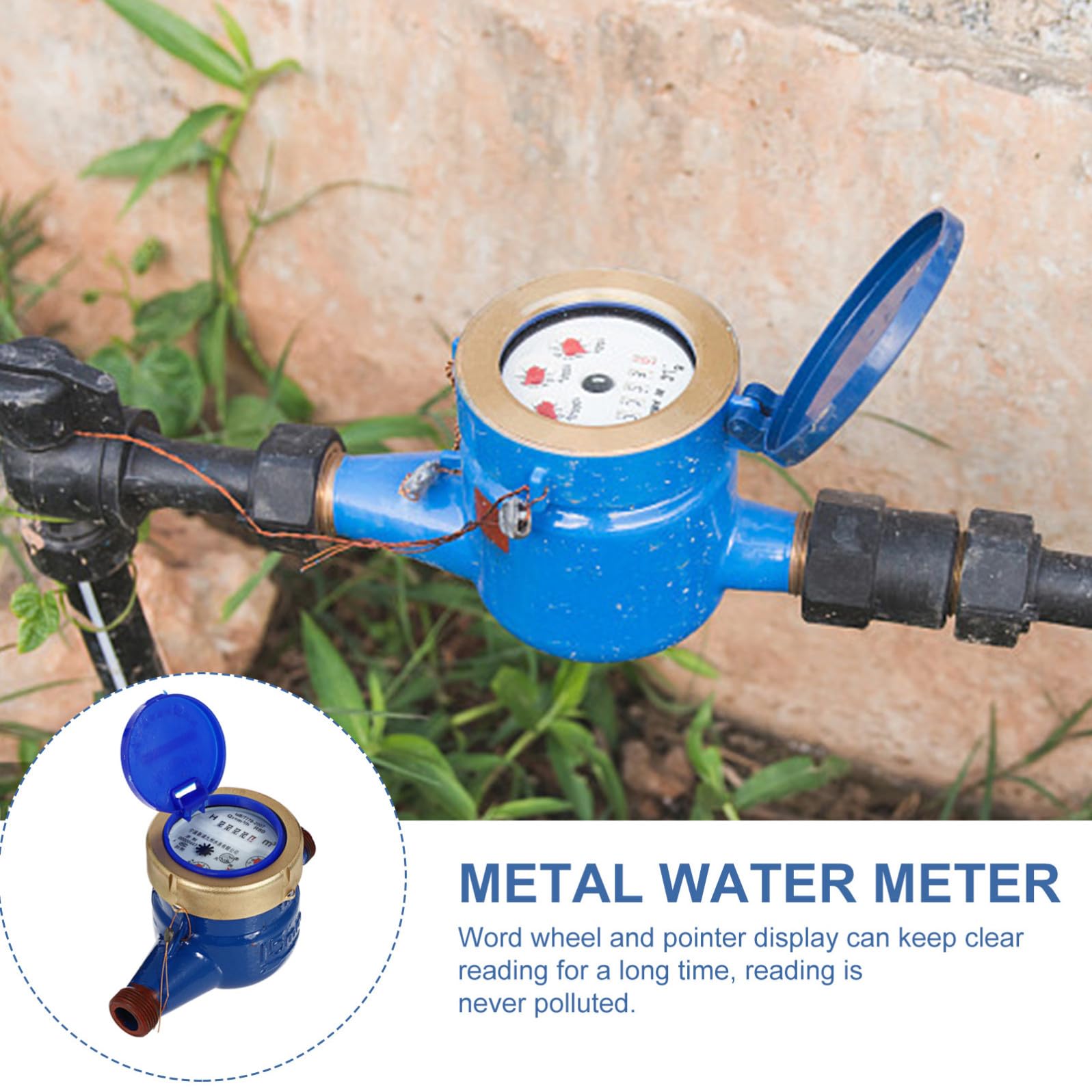 VILLCASE Medidor de Agua Dn15 de Metal Resistente Corrosión Cubierta Protectora, Fácil de Instalar para Medición Precisa en Hogares y Jardines Estilo Aleatorio
