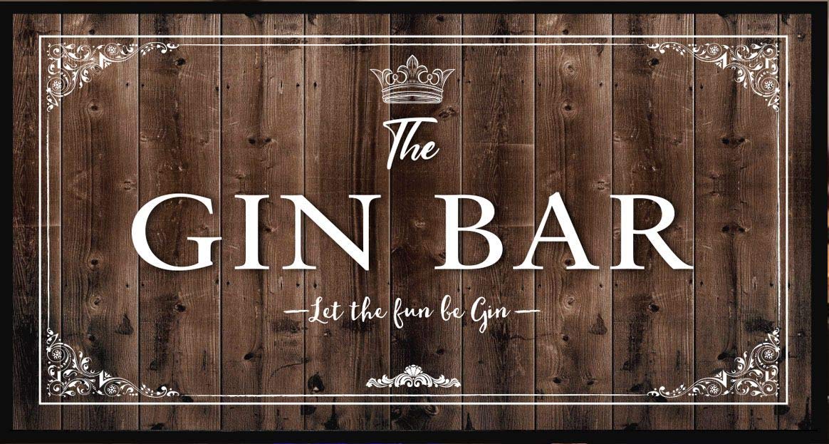 Artylicious The Gin Bar Ruer Mat Wood Effect - Home Bar Pub Gift