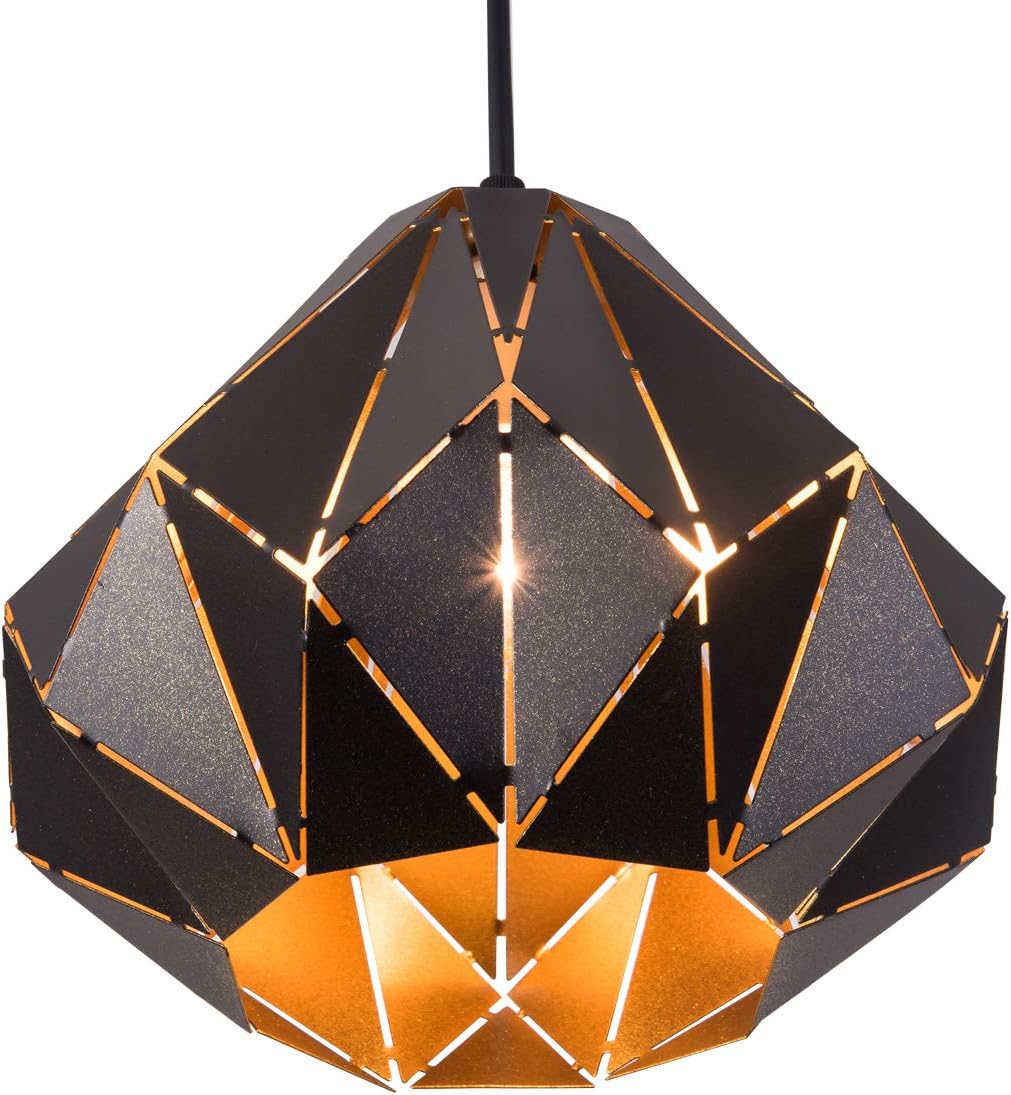 SAISHUO Pendant Light Industrial Geometric Hanging Light Fixture Mid Century Retro Ceiling Lamp Lighting with Matte Black Finish for Kitchen Island Living Room Hallway Foyer, Vintage Style
