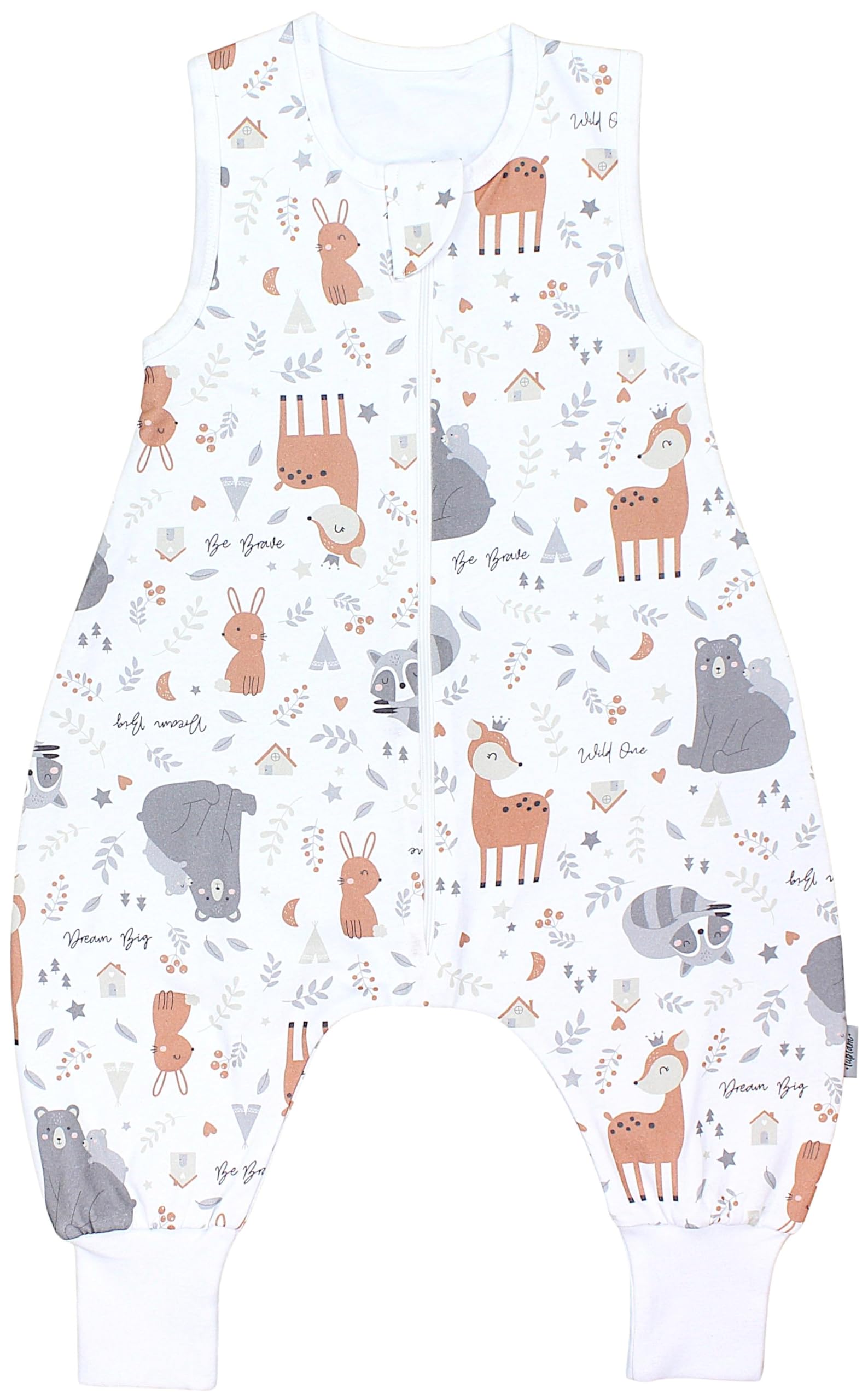 tuptam schlafsack mit füßen Baby Sommerschlafsack Beinen – 0,5 TOG, Reh Hase Bär Waschbär Grau Beige, 104-110 Baby Größe:Links Gr. L/XL Dachzelt für Golf 7 12 Doors
