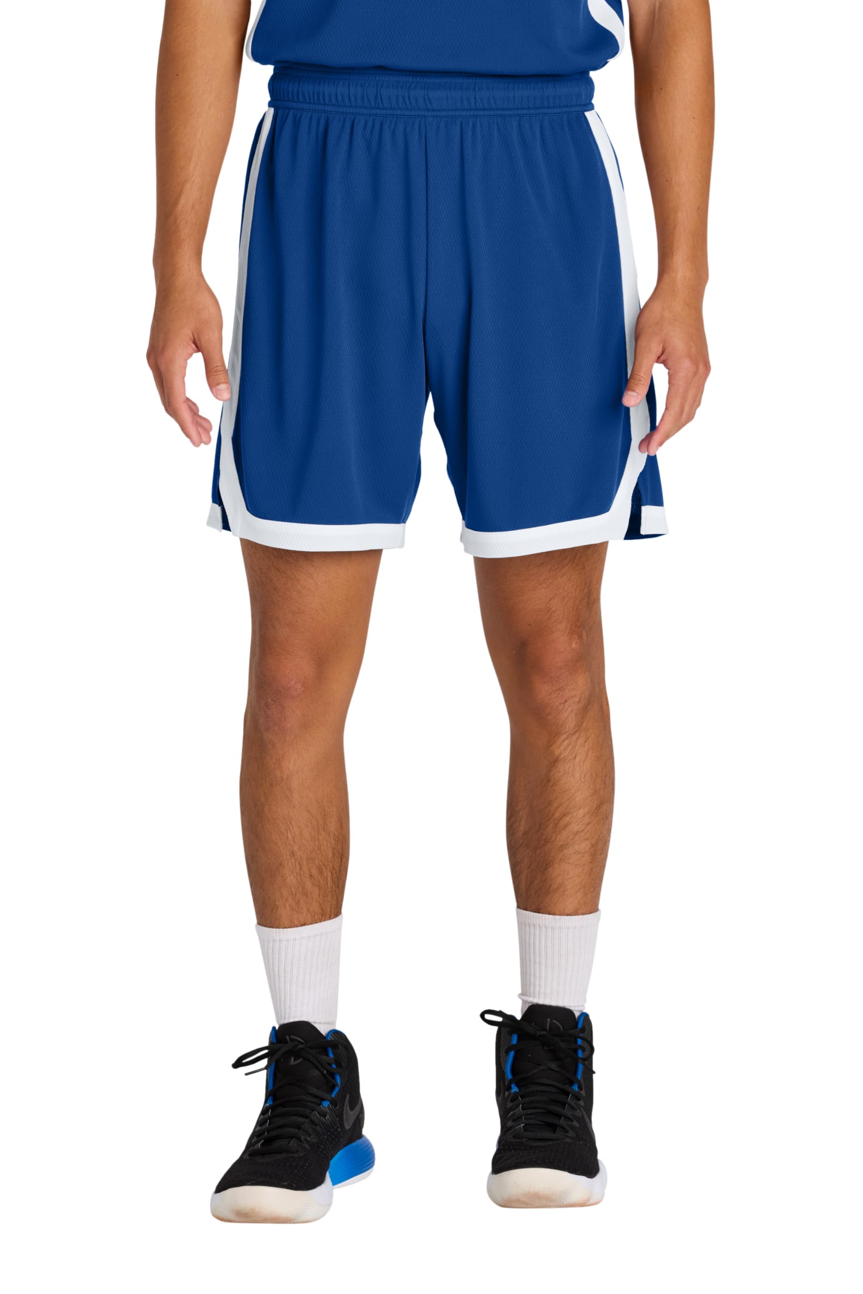 SPORT-TEK Unisex Rival Basketball 7 Short Breathable Basketball Shorts for Men Women Elastic Waistband 7 Inseam