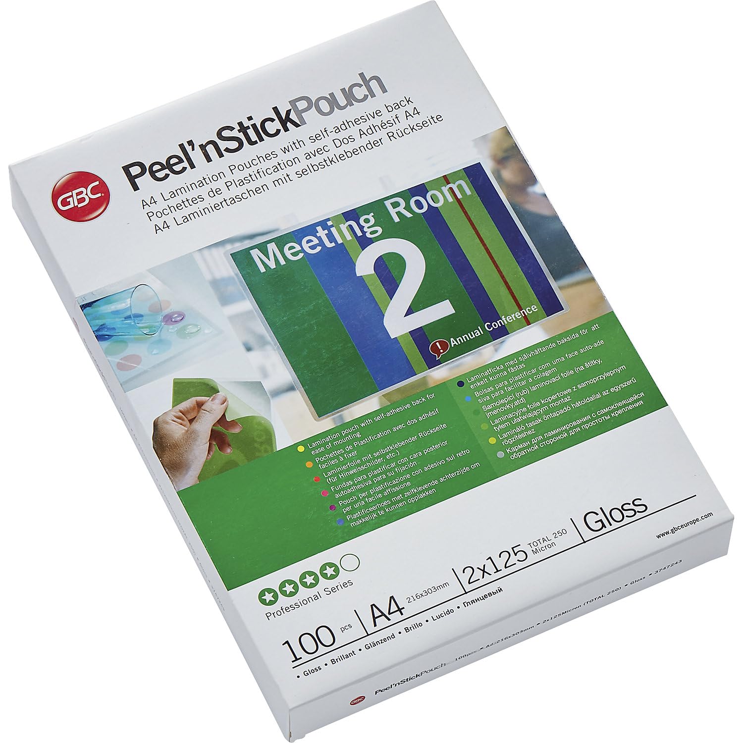 GBC Peel ́nStickPouch - Funda para plastificar (DIN A4, 250 micras, 100 unidades)