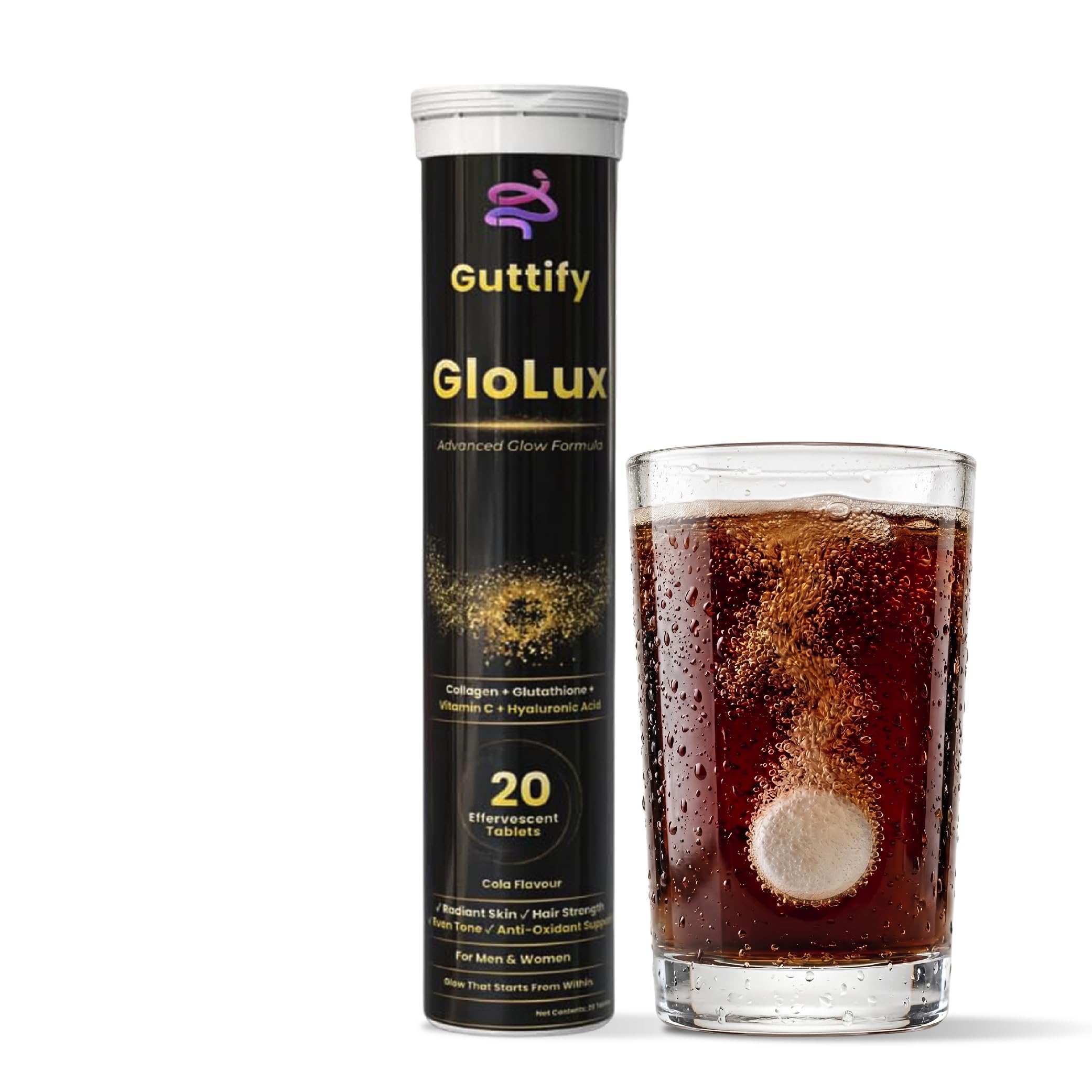 L-Glutathione 500mg Effervescent Tablets | Supports Skin Whitening, Glow & Anti-Aging | Hyaluronic Acid + Vitamin C + Vitamin E | Sugar-Free Skin Brightening Supplement for Women | 20 Tablets (Glolux Blueberry) — Amazon image 9