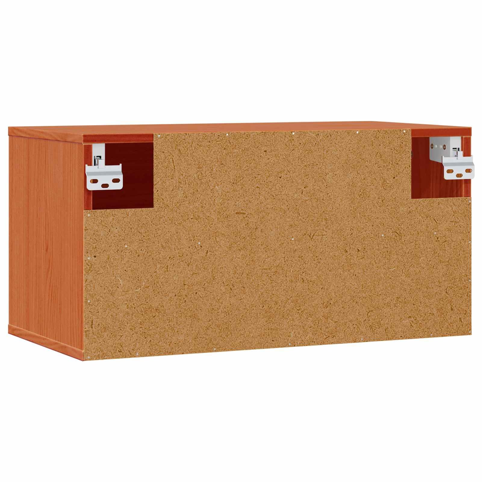 Armadio da parete con mensola, 60 x 30 x 30 cm, in legno di pino massiccio, marrone cera, 2 pezzi, per camera da letto e soggiorno