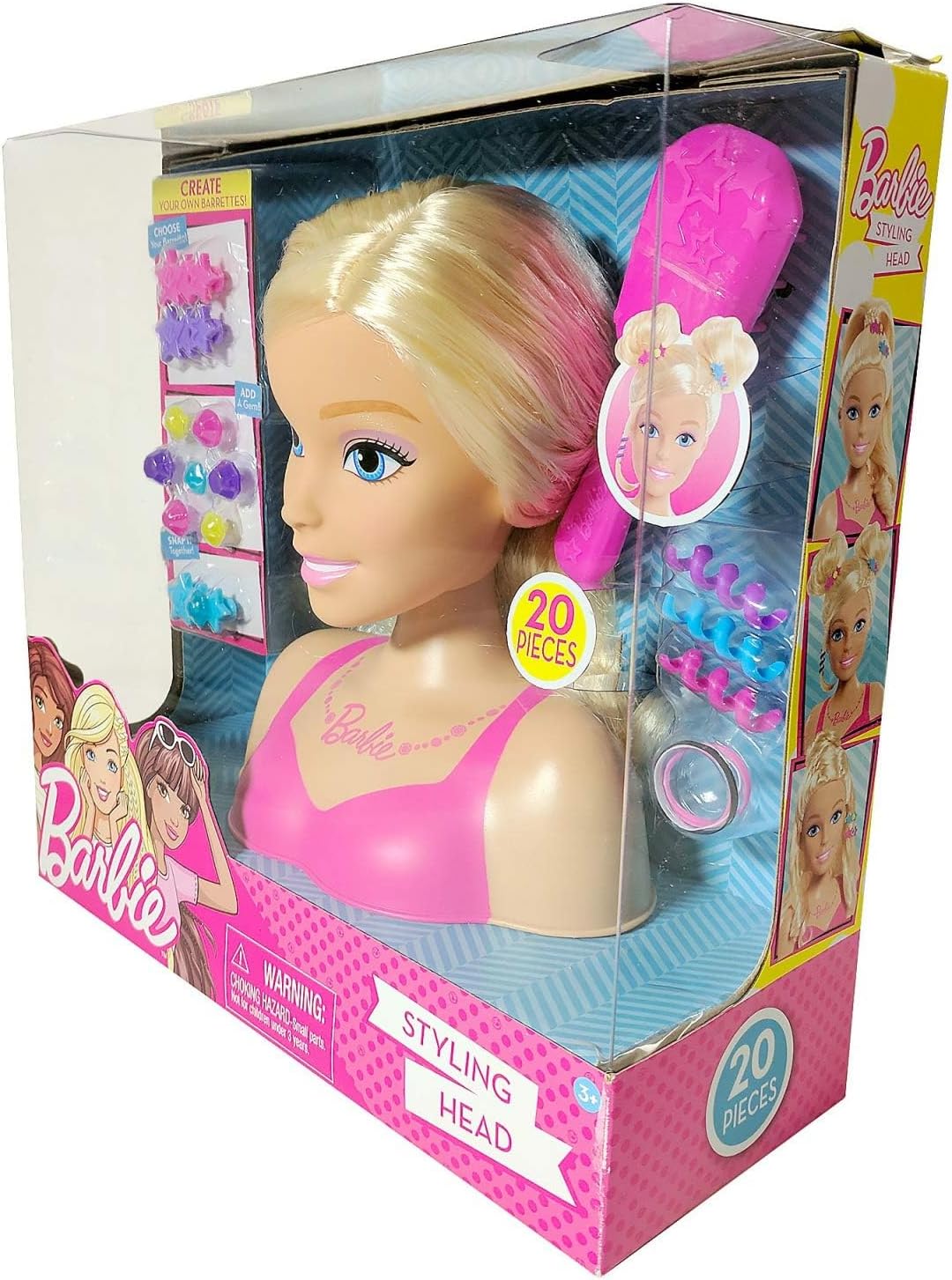 Barbie Styling Head, 17 Pieces Include Styling Accessories, Hair Styling for Kids, by Just Play (Black)