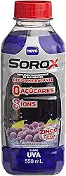 Sorox Uva Bebida Hidratante Zero Açúcar com 8 Íons e Zinco para Imunidade, Baixa Caloria, Eletrolitos para Hidratação e Energia, Refrescante e Nutritiva 550ml