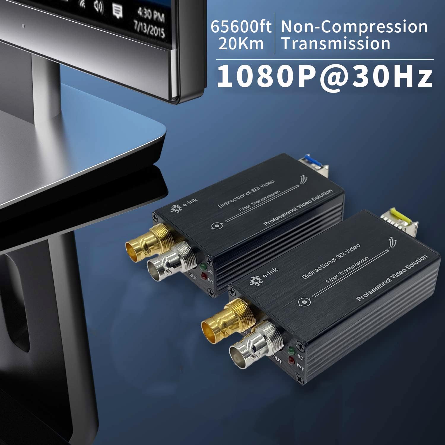Mini Bidirectional 3G/HD SDI Fiber Extender 1080P 60Hz Micro Bi-Directional SDI Over Fiber Converter Broadcast Level SDI Video Optical Transceiver Single-Mode Single Fiber 20km