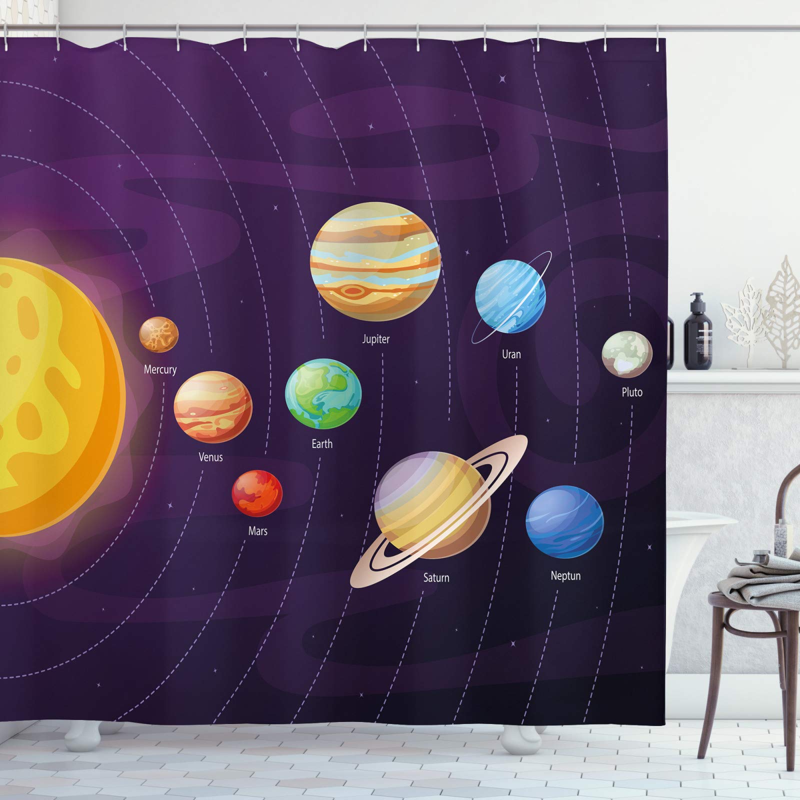 Luminora Weltraum-Duschvorhang – Mit Galaxie & Sternenhimmel Motiv, 180 X 180 Cm, Wasserdichtes Polyester, Inkl. 12 Haken
