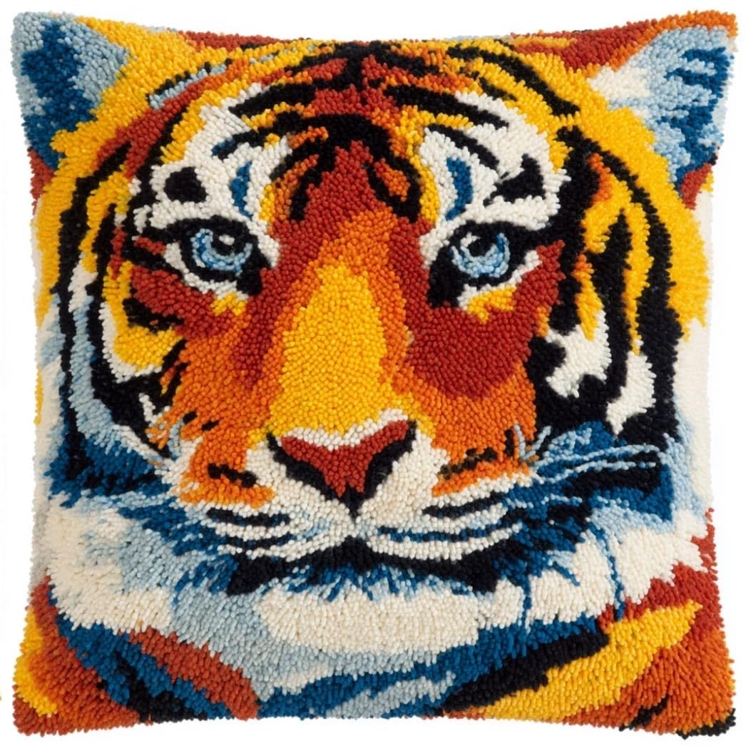 Taxpy Latch Hook Cushion Kit for Beginners Tiger