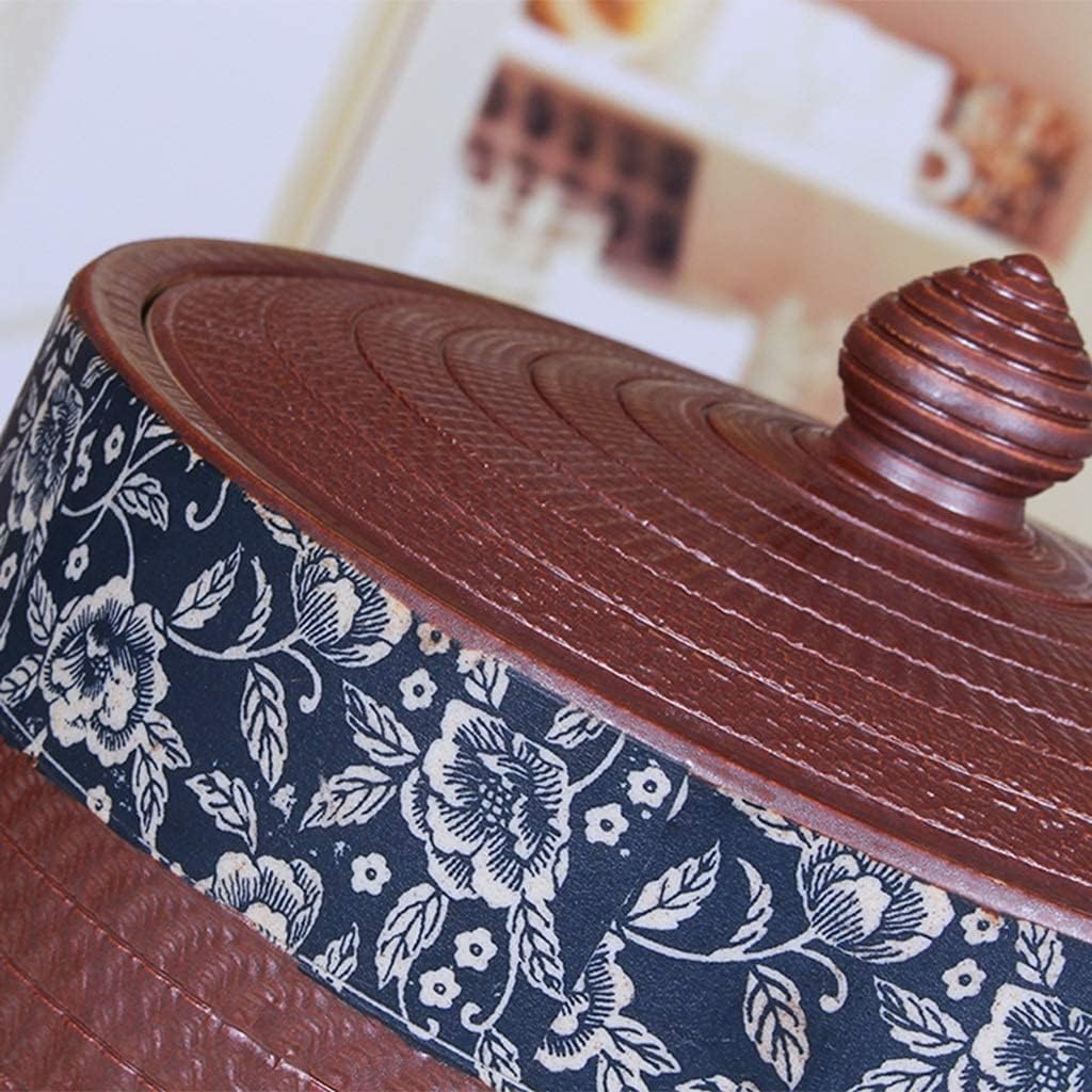 Food Storage Containe Rice Storage Containe Food Storage Porcelain Rice Cylinder Kitchen Sealed Grain Dispenser Retro Large Capacity Rice Bucket with Lid Unique Gift (Brown a)