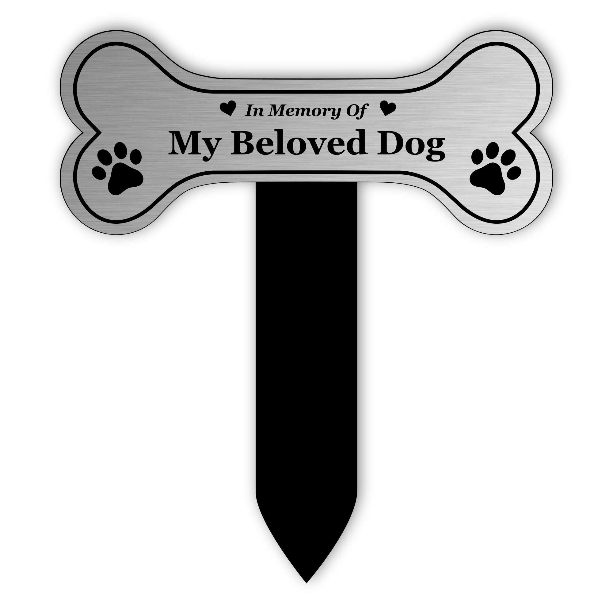 OriginDesigned New Large Pet Dog Memorial Stake - Engraved Plaque, Waterproof, Grave Marker, Garden (Silver)