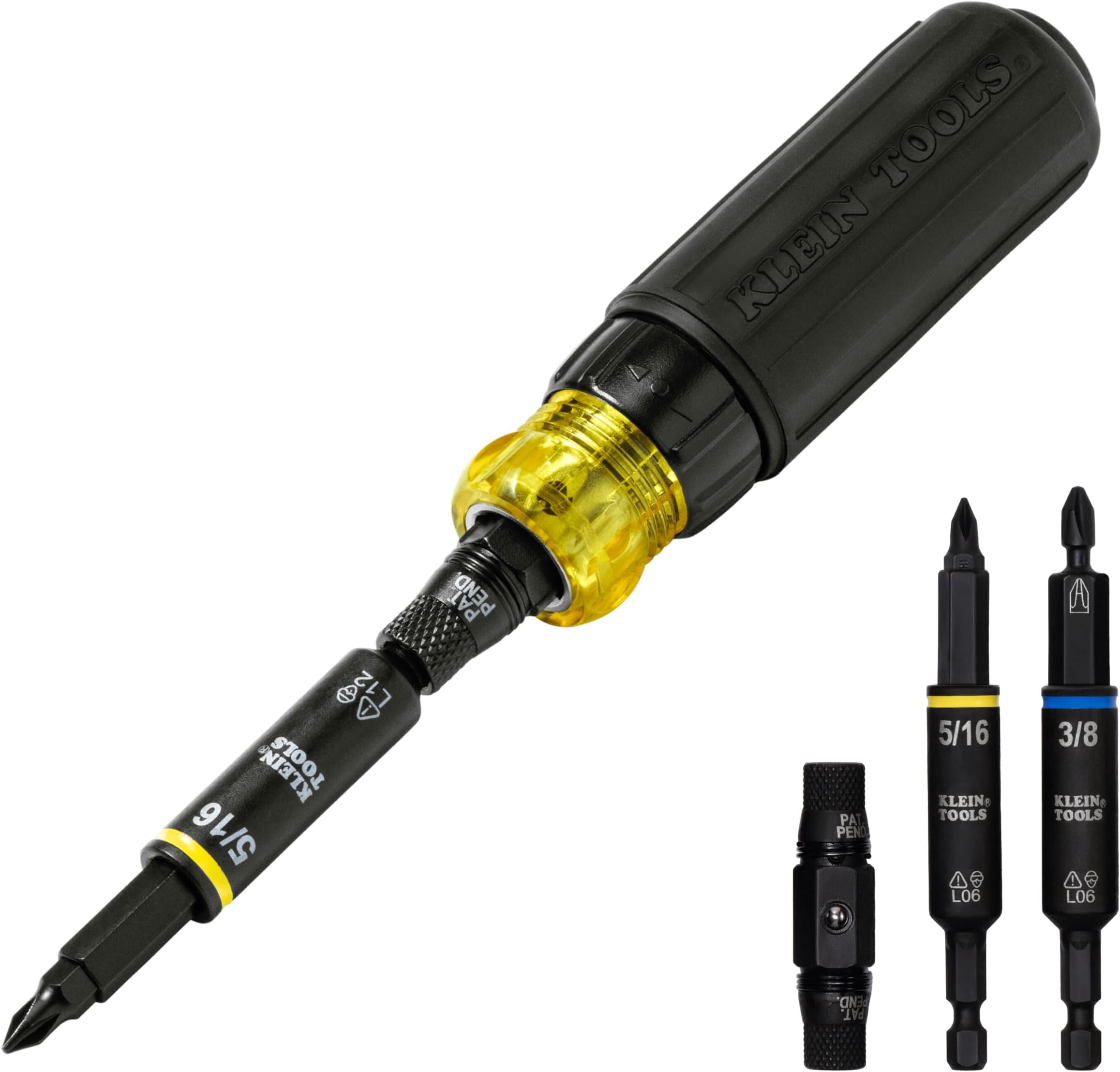 Klein Tools 32500HDRT KNECT Ratcheting Screwdriver, Multi-Bit Screwdriver/Nut Driver, Impact Rated 11-in-1 Tool with Phillips, Slotted, Square and Torx Tips