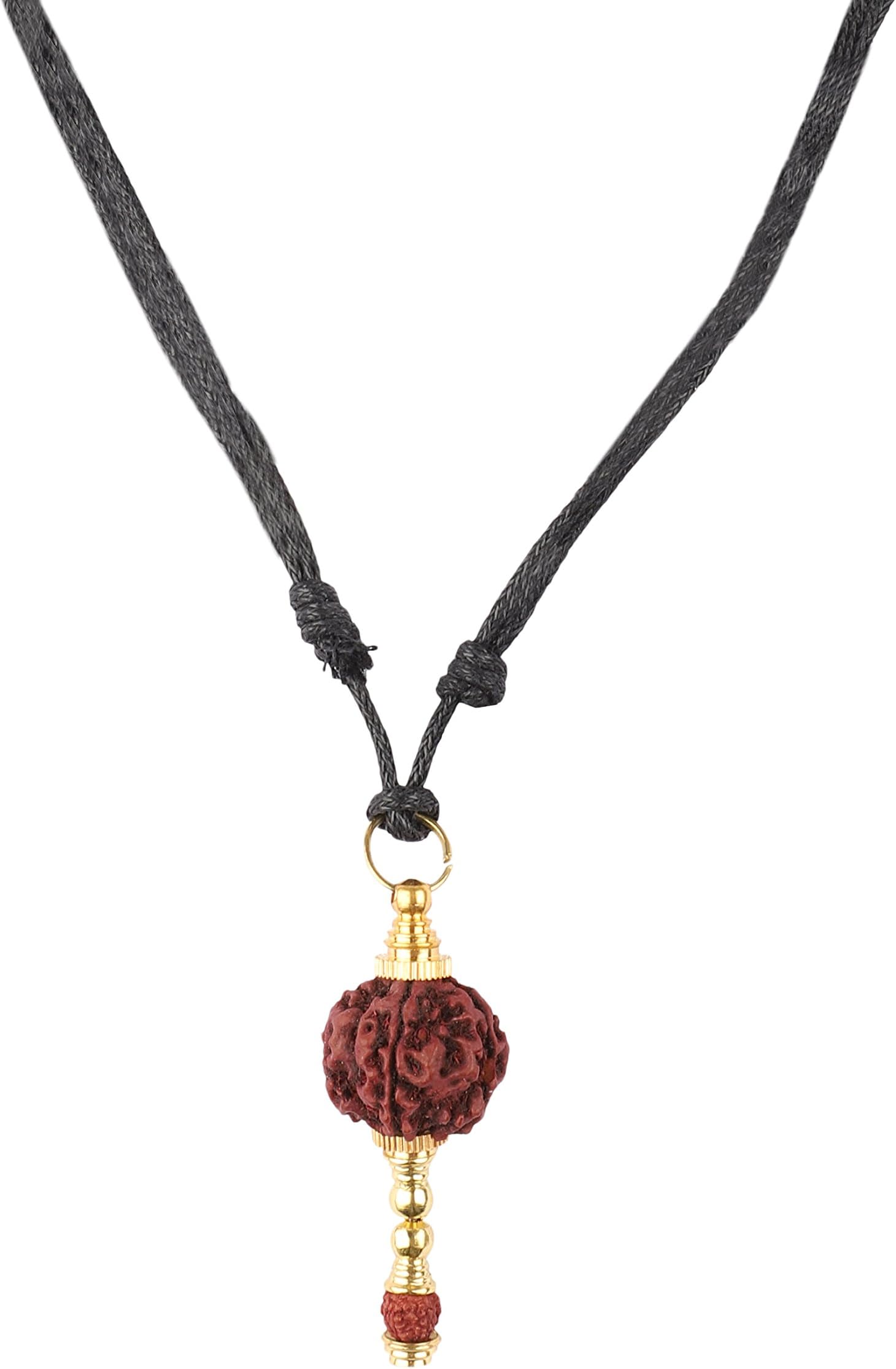Naveli Rudraksha Hanuman Gada Designed Pendant with Adjustable Thread Chain for Boys/Men