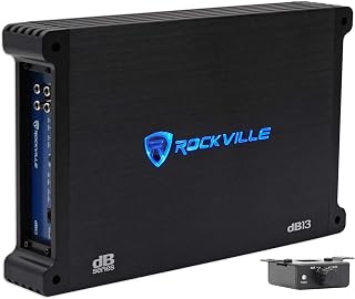 Rockville dB13 3000W Peak/750W RMS Mono 2-Ohm Car Subwoofer Amp - MOSFET Power, Adjustable Crossover, Remote Bass Control