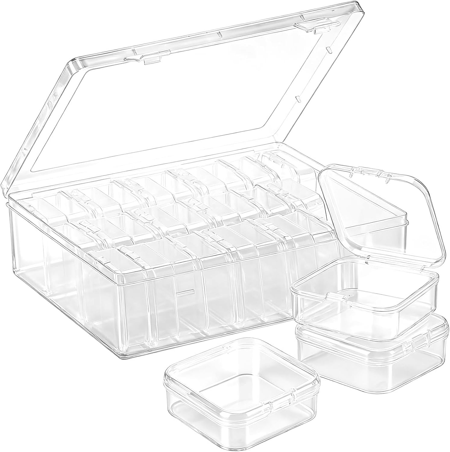 acDesign 30Pcs Bead Organizer Box，Small Plastic Storage Box With Hinged Lids for Jewelry, Bracelet Making DIY Jewelry Craft Nail