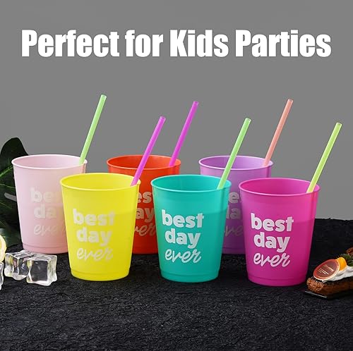 Miniatura 5 de ALINK 1000 popotes desechables de plástico de color neón, pajitas rectas envueltas individualmente, 7.75 x 0.23 pulgadas