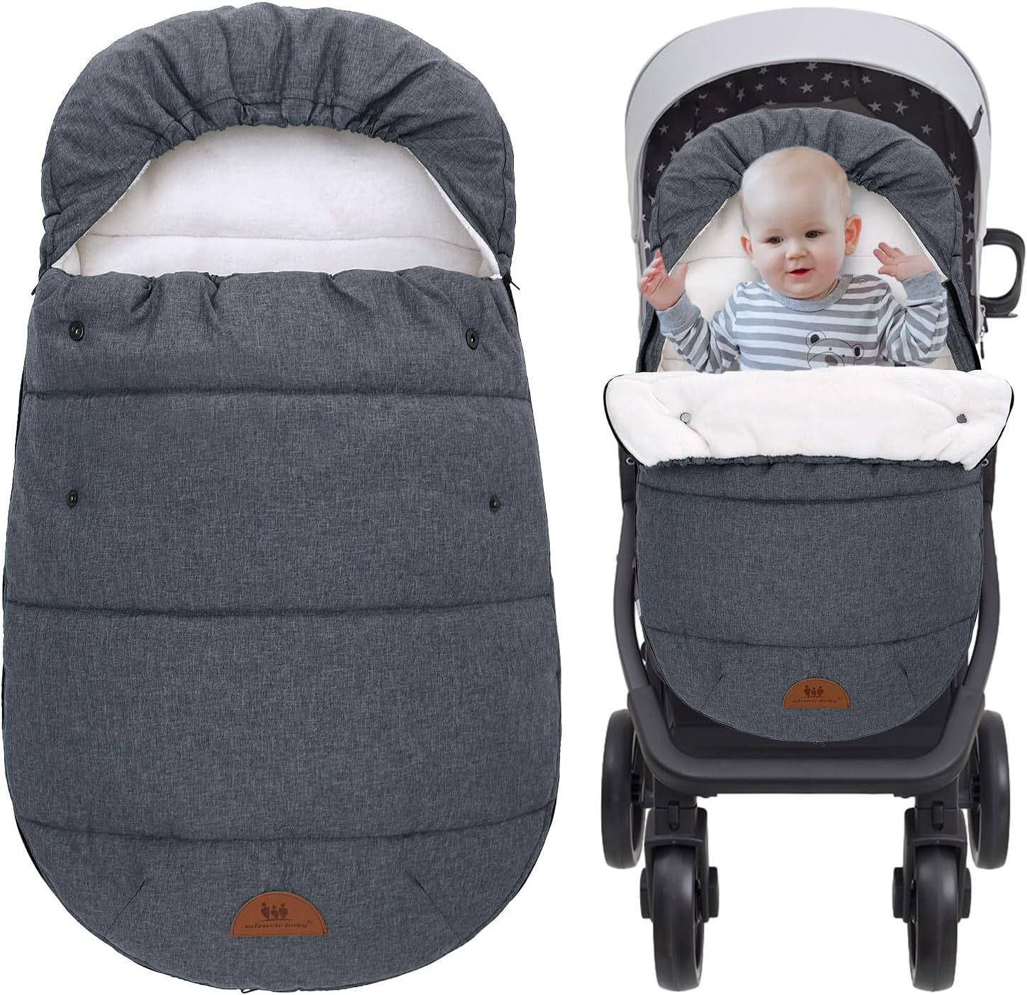 Miracle Baby Universal Footmuff for Prams, Winter Windproof Warm Pram Footmuffs, Baby Bunting Bags for Strollers, Pushchairs, Car Seat, Stroller Sleeping Bag, Grey Miracle Baby Universal Footmuff for Prams, Winter Windproof Warm Pram Footmuffs, Baby Bunting Bags for Strollers, Pushchairs, Car Seat, Stroller Sleeping Bag, Grey