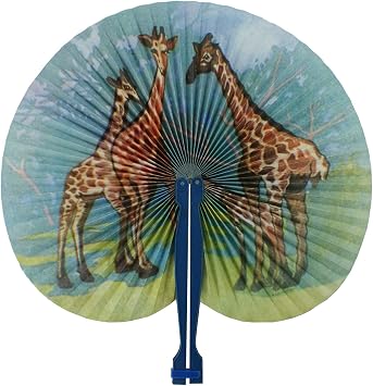 Folding Paper Hand Fan with Giraffes