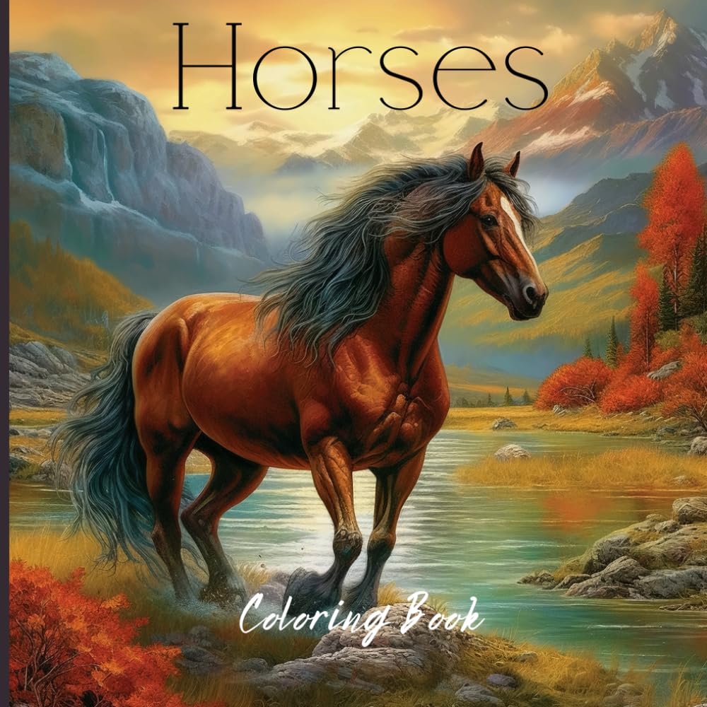 Amazon.com: Horses Coloring Book: 50 Greyscale Coloring Pages for ...