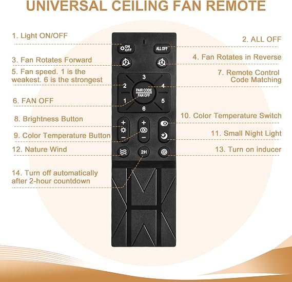 Ceiling Fan Lights Remote Control Kit With 6 Speeds Settings Variable for frequency Dimming Controller Driver AC 110V-265V