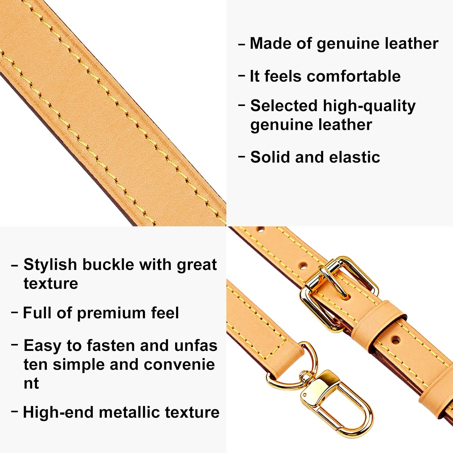 Vachetta Leather Shoulder Strap Adjustable Crossbody Replacement for Speedy Handbags(Width:0.7in-Beeswax)
