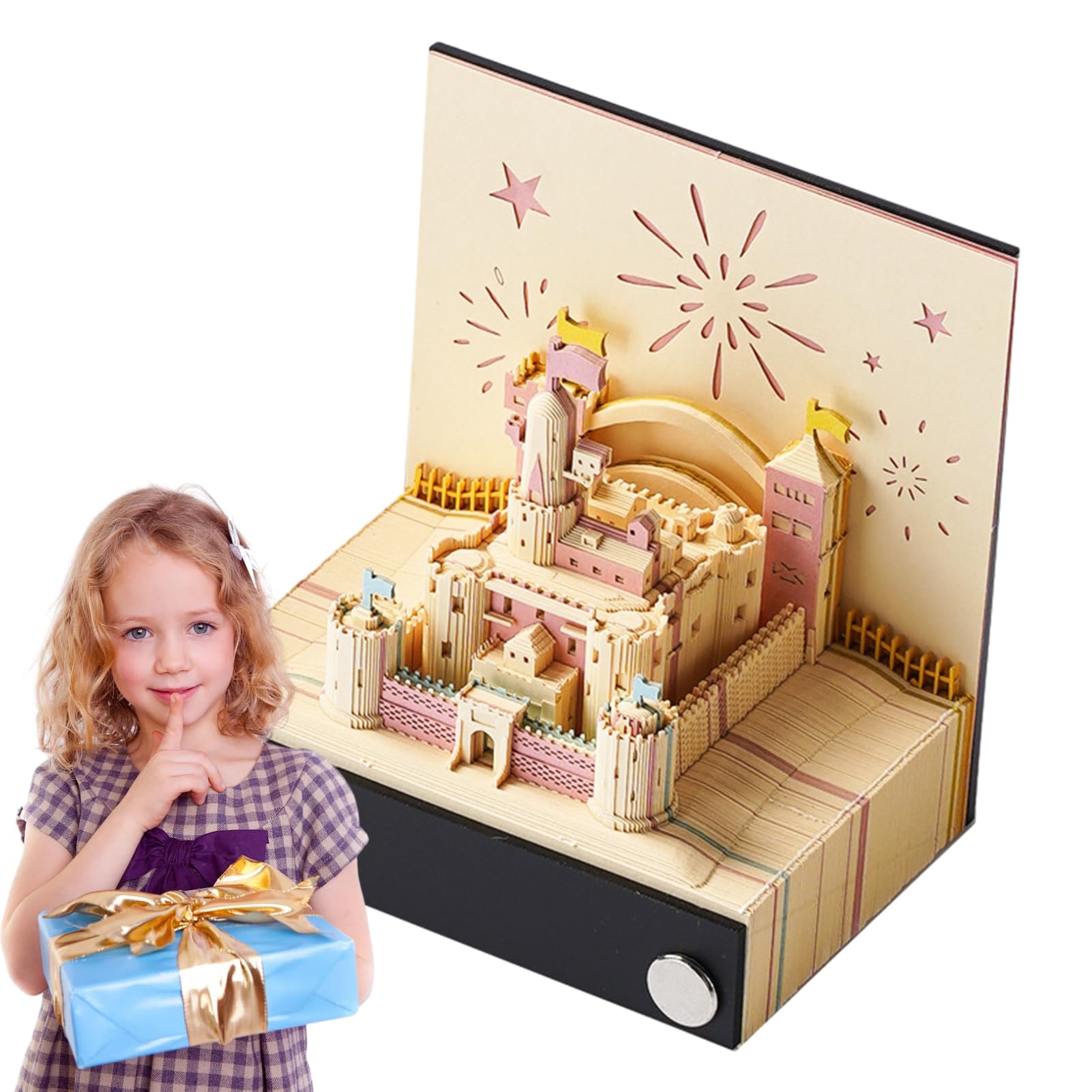 AnloximtPaper Carving Calendar 2024,Table Memo Pad Time Piece Calendar | Smooth Writing Craft Decoration for, Anniversaries, and Valentine's Day