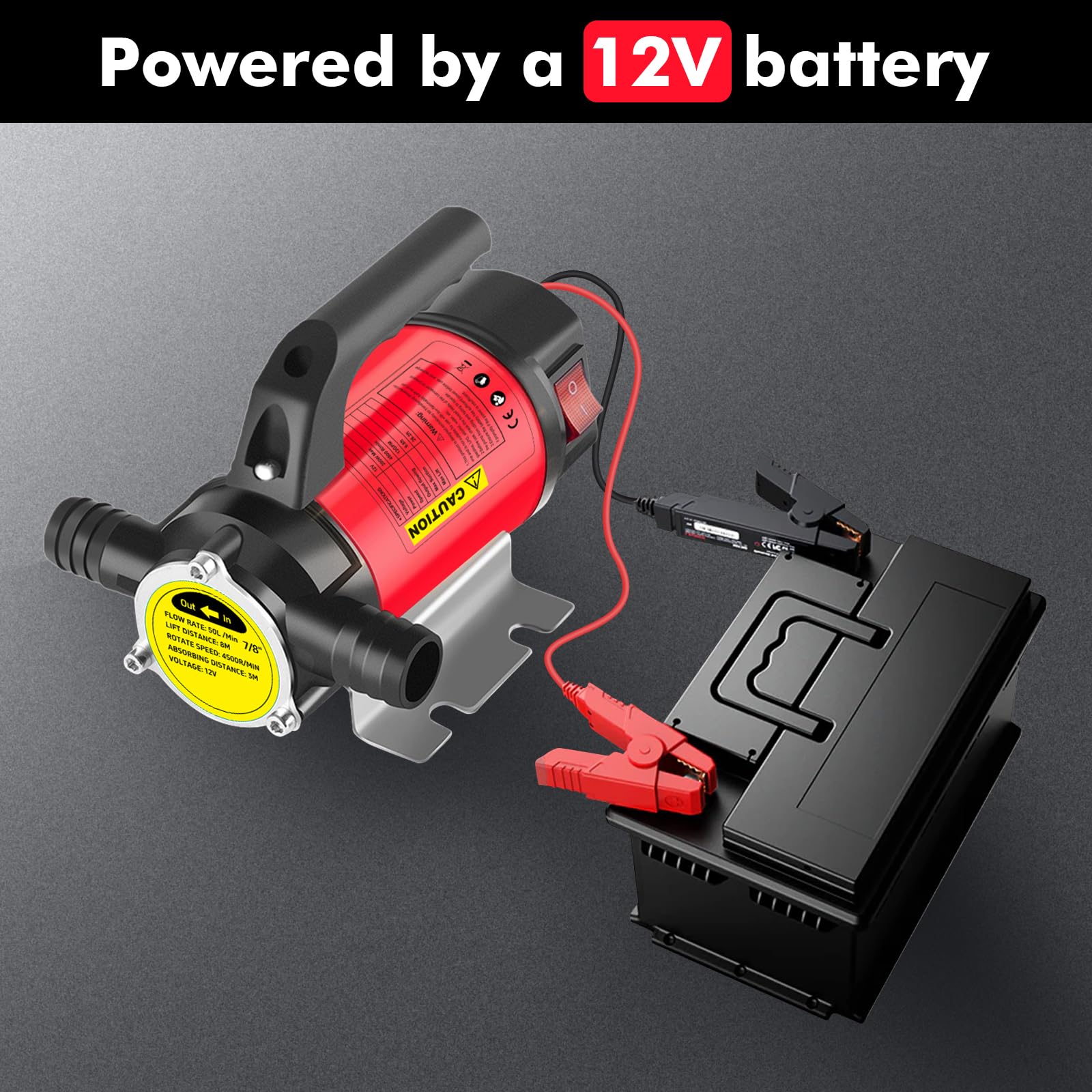 Pompa diesla z akumulatorem 50 l/min, bezprzewodowa elektryczna | pompa diesla 12 V, samozasysająca, zestaw pomp do transferu paliwa DC, elektryczna pompa paliwowa, przenośna elektryczna