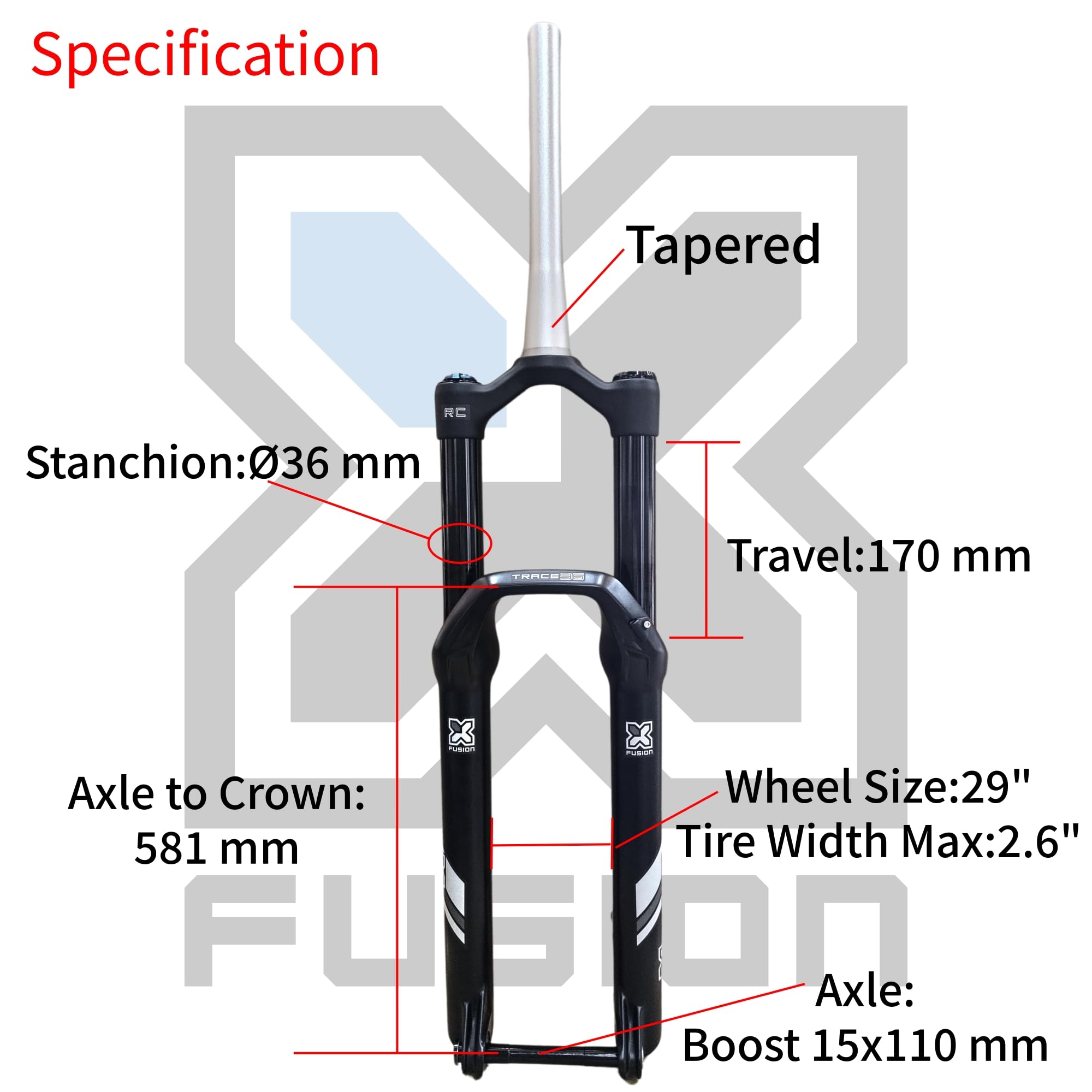 Amazon.com : XFUSION Trace 36 RC Boost MTB Suspension Fork, 29