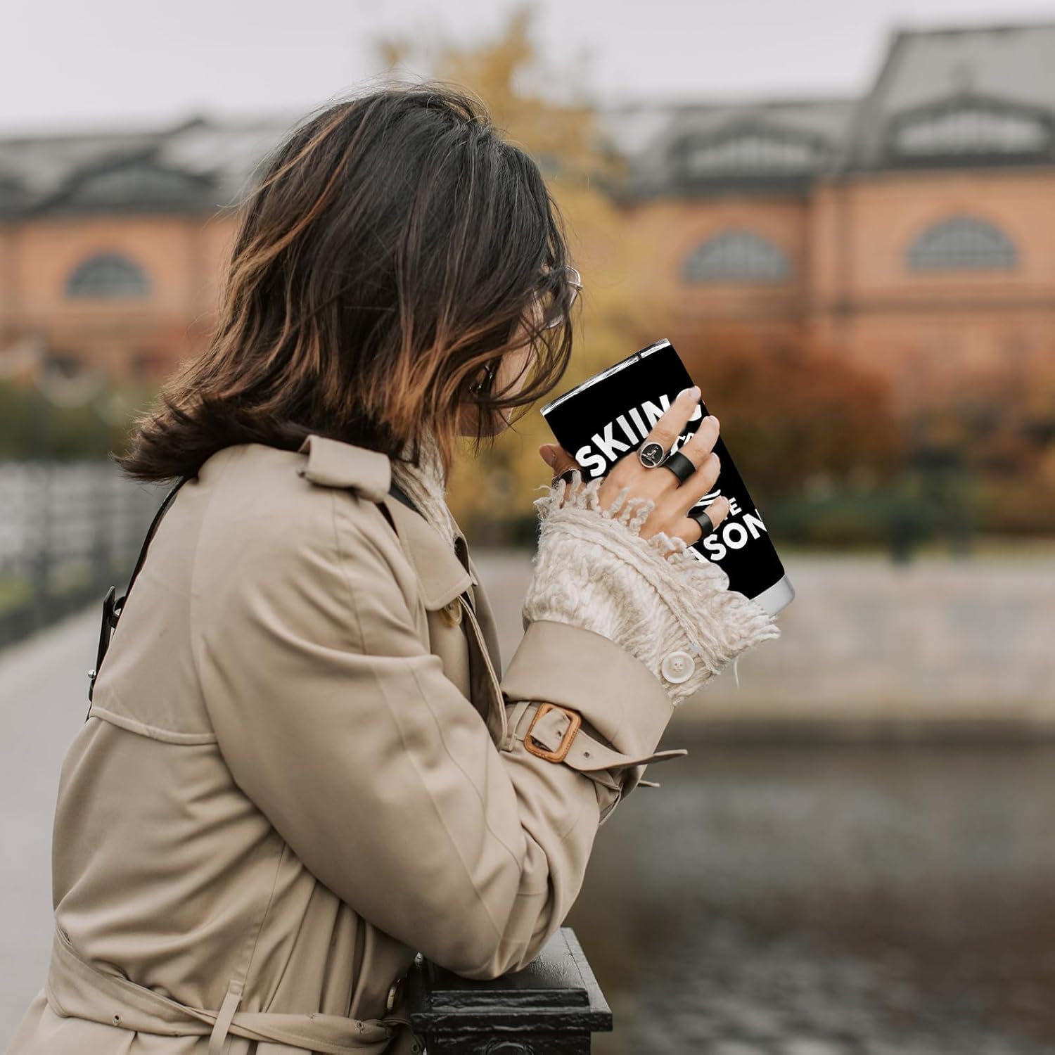 Ski Gifts for Men Women, Skiing Snowboarding Gifts, 20oz Stainless Steel Tumbler with Lid Straw, Mode - Image 5