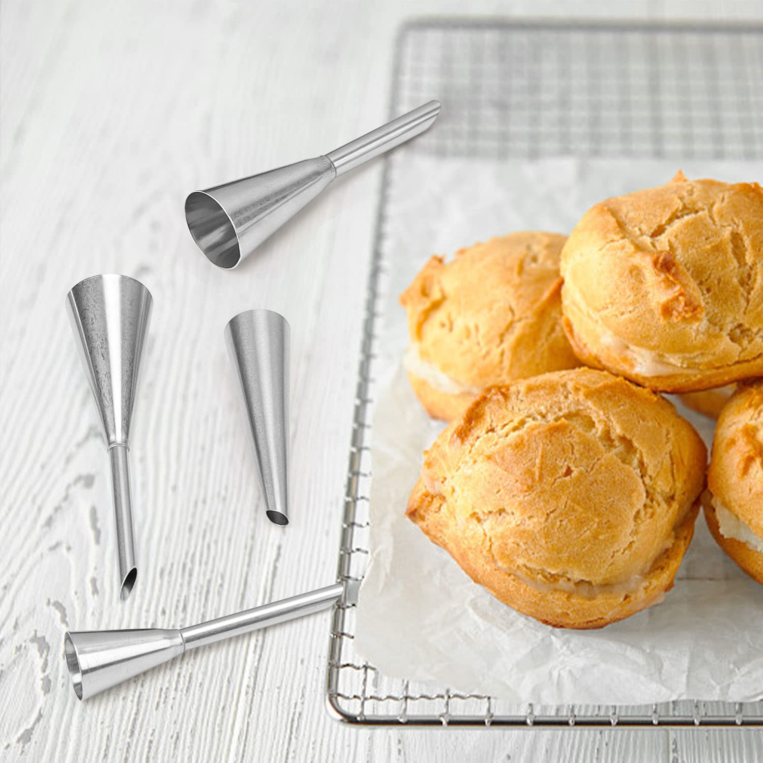 Set Pâtisserie 13 Pièces - Poche à Douille Inox, 6 Buses, 3 Spatules, Brosse De Nettoyage