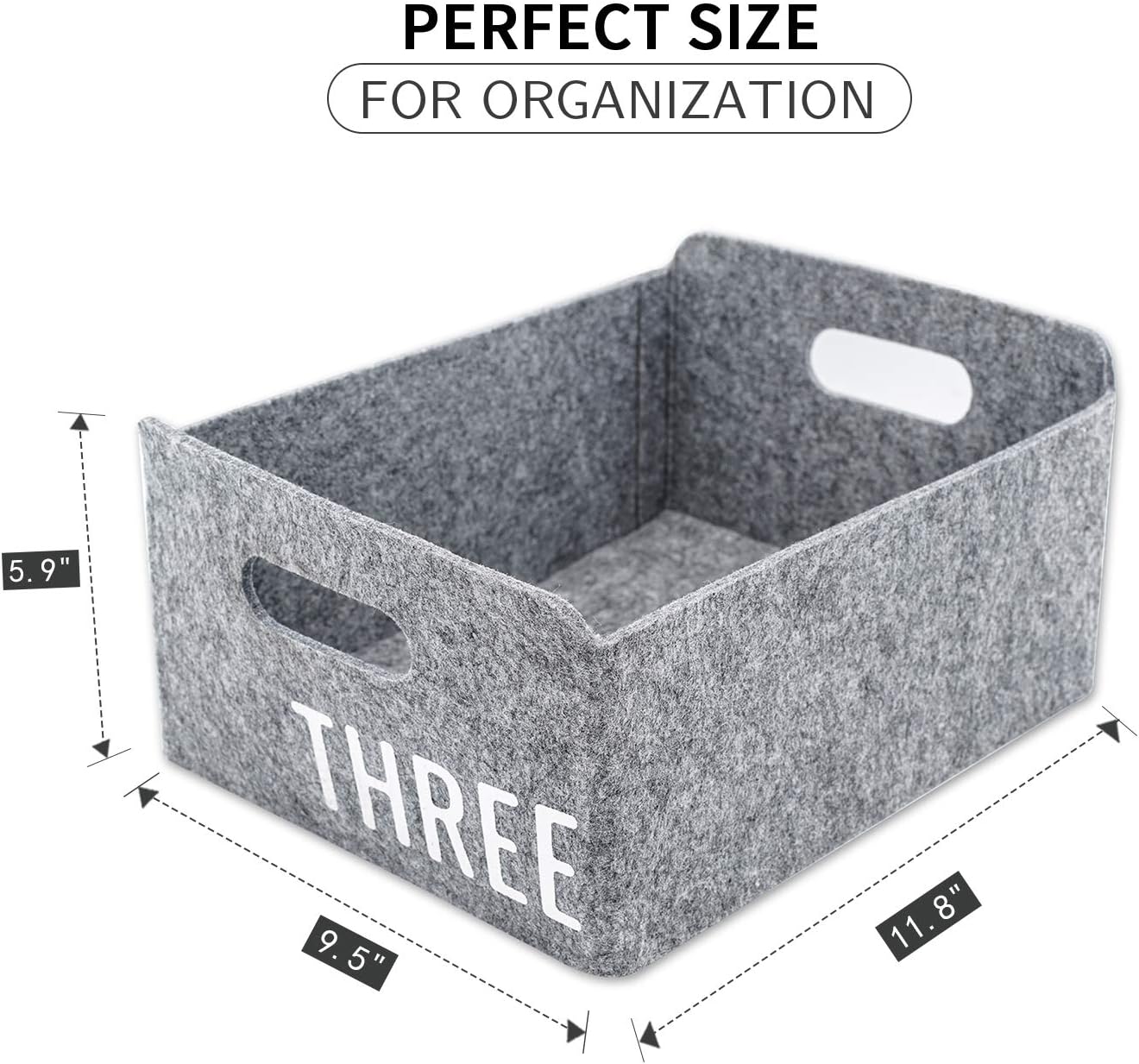 Welaxy Storage Baskets with Inspired Slogan Felt Collapsible Storage Baskets Foldable Storage Cube Shelf Boxes Drawers Organizer bin for Kids Toys Books Clothes gift for men (One,Two,Three)