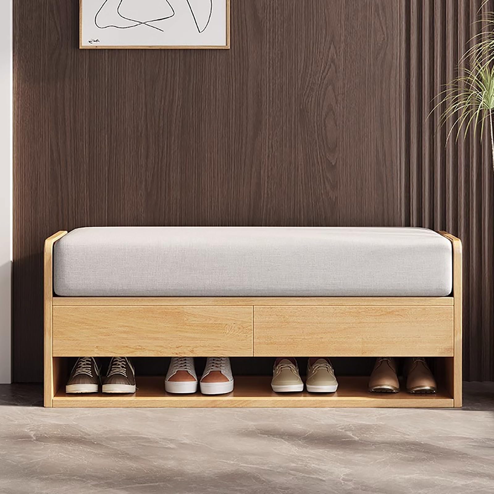 MSHGSKU 2 in 1 Shoe Bench with Cushion Wooden Shoe Storage Entryway Furniture for Hallway Stylish & Functional Shoe Rack (23.6" Length)