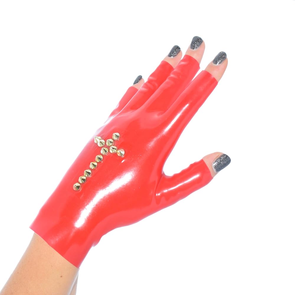 Rubberfashion Latex Handschuhe kurz - Rubber Gloves Kreuz