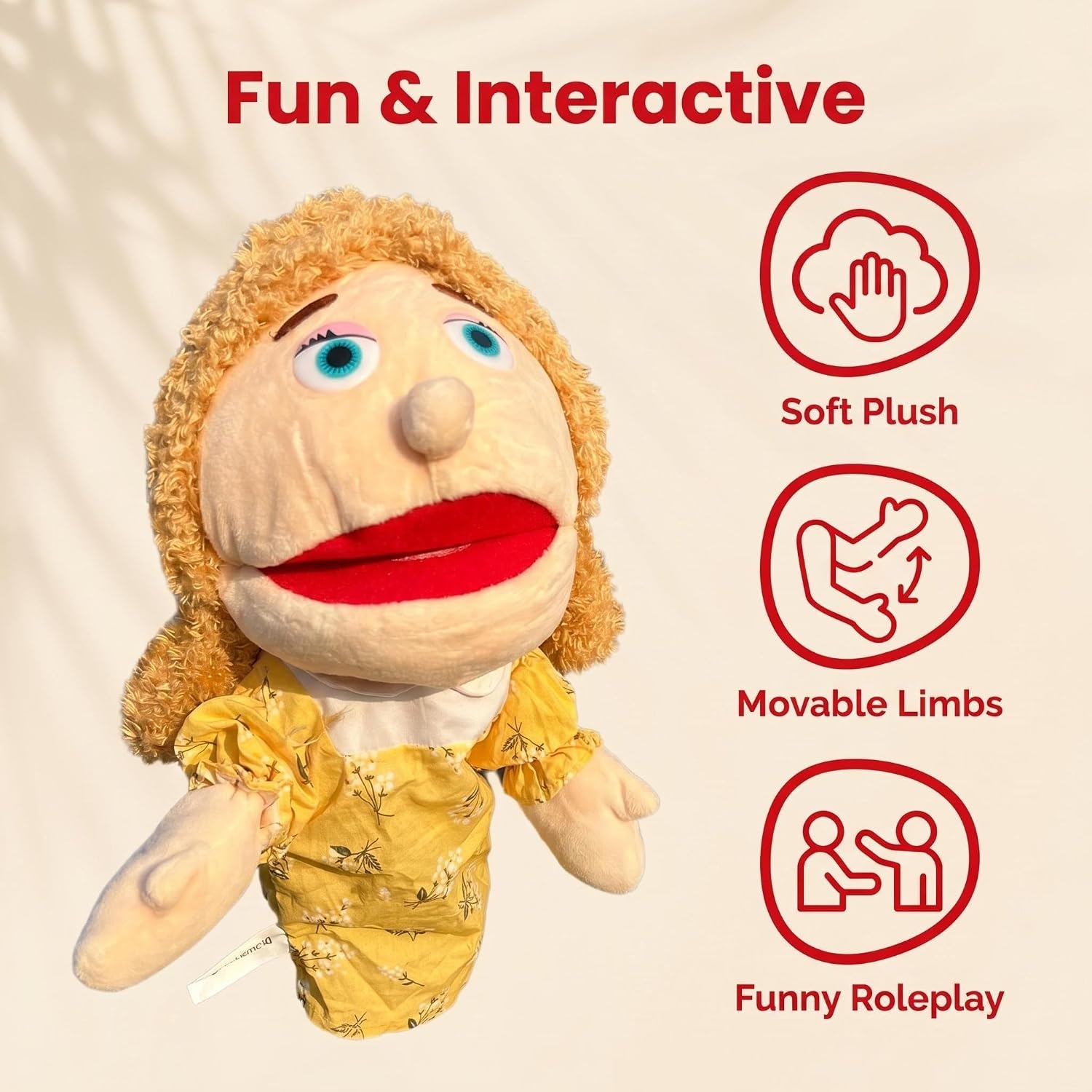 Family Hand Puppets Role-Playing Storytelling Hand Puppet for Kids (Mom)