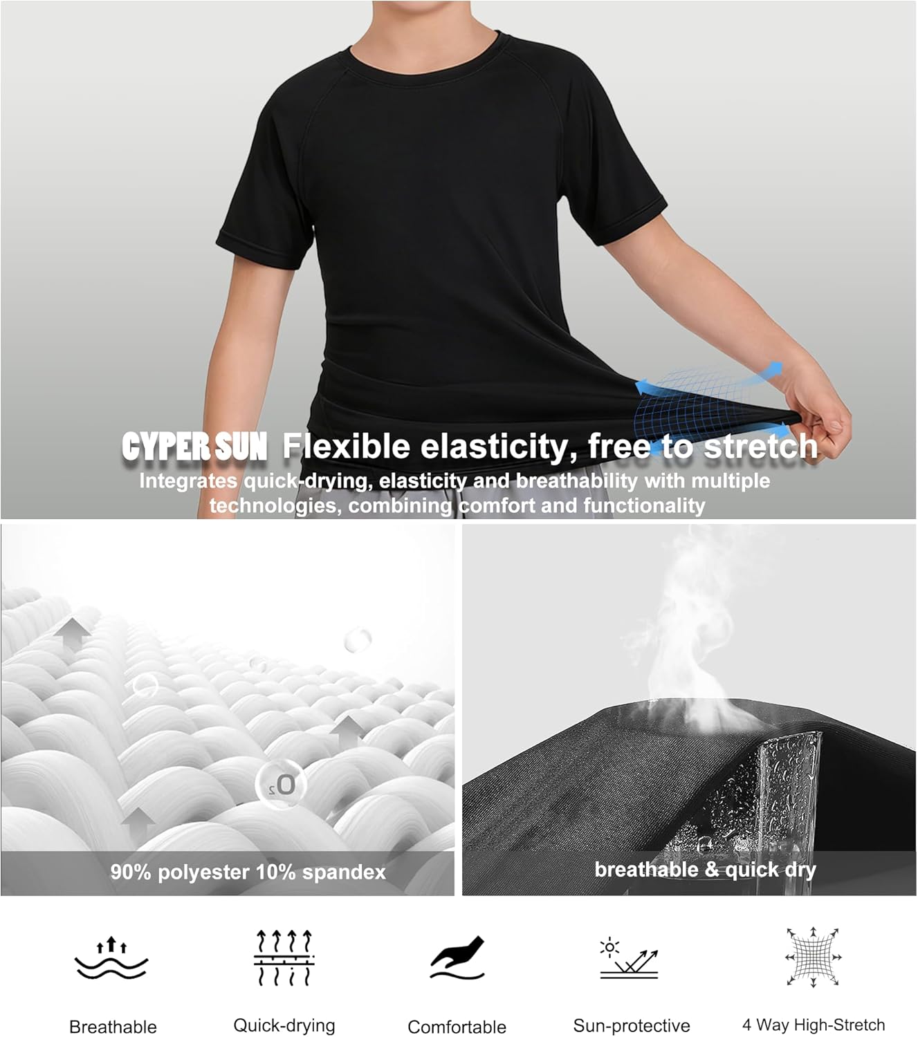 5 Pack Boys Compression Shirt Short Sleeve Youth Quick Dry Basketball Football Athletic Base Layer T-Shirt