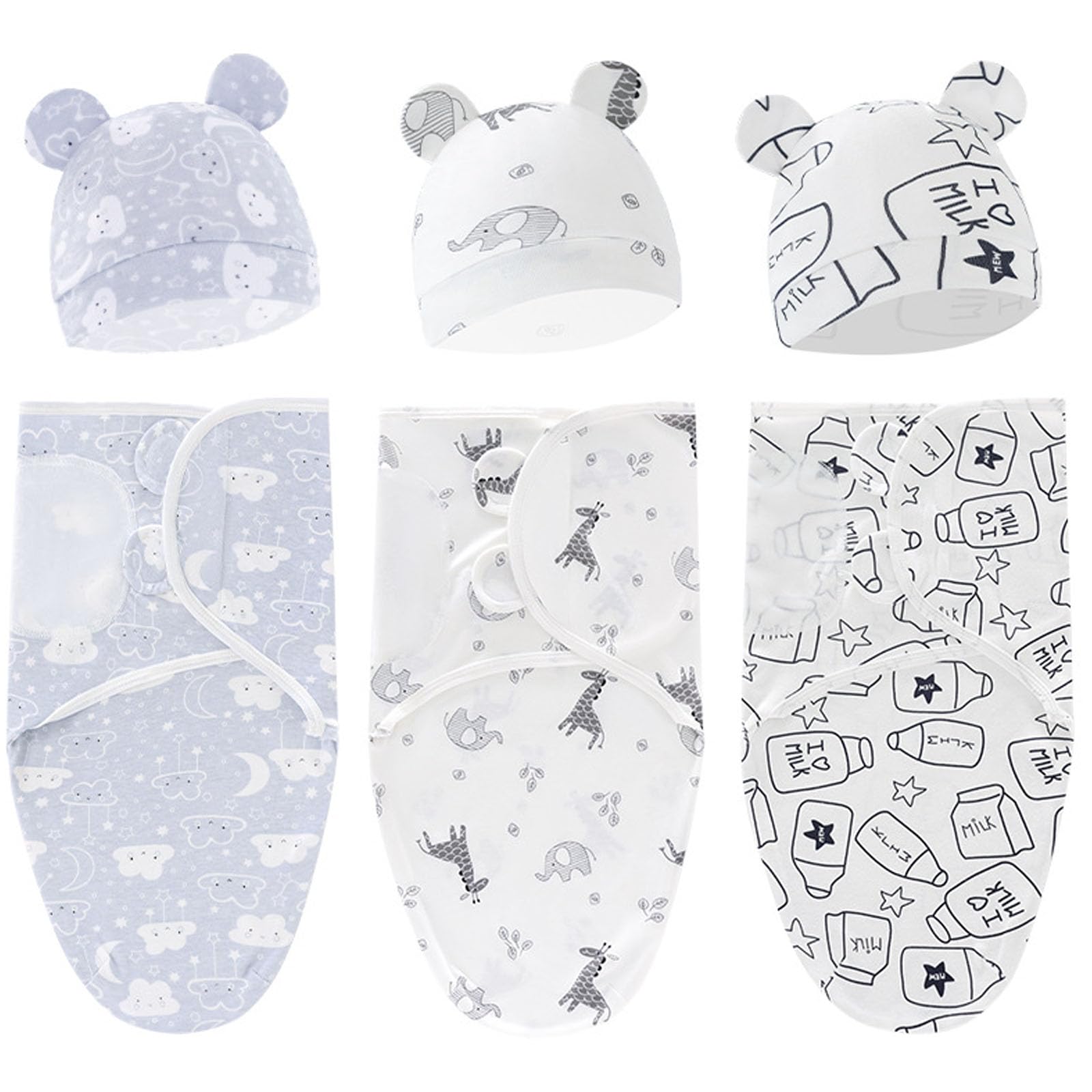 ATONGQI 3-Pack Organic Swaddle Sleep Sacks - Newborn Ergonomic Swaddles 0-3 Months - Baby Blanket Wrap