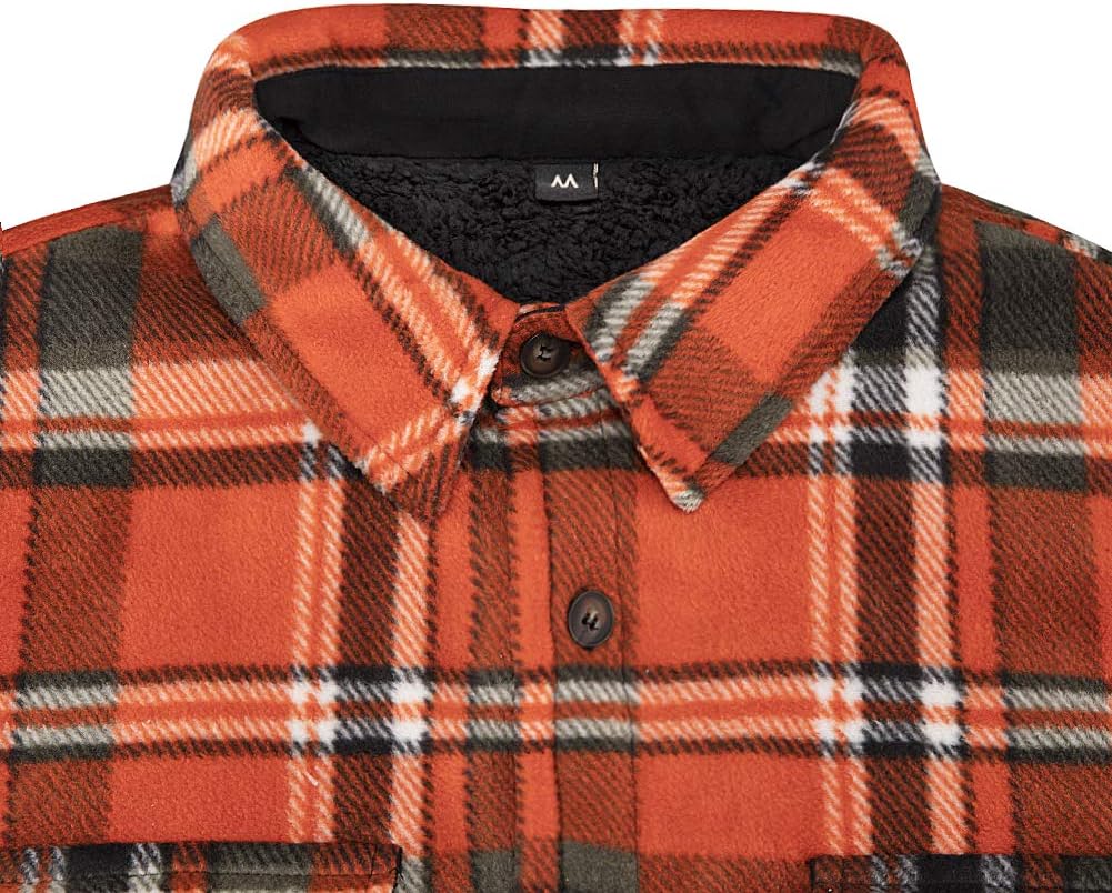 Men's Warm Sherpa Lined Fleece Plaid Flannel Shirt Jacket(All Sherpa Fleece Lined) - Image 3