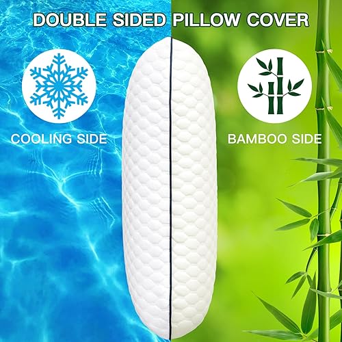 Miniatura 3 de OTOSTAR Almohada de espuma viscoelástica, almohada de cama refrescante y ventilada con funda de almohada refrescante lavable, almohada de espuma