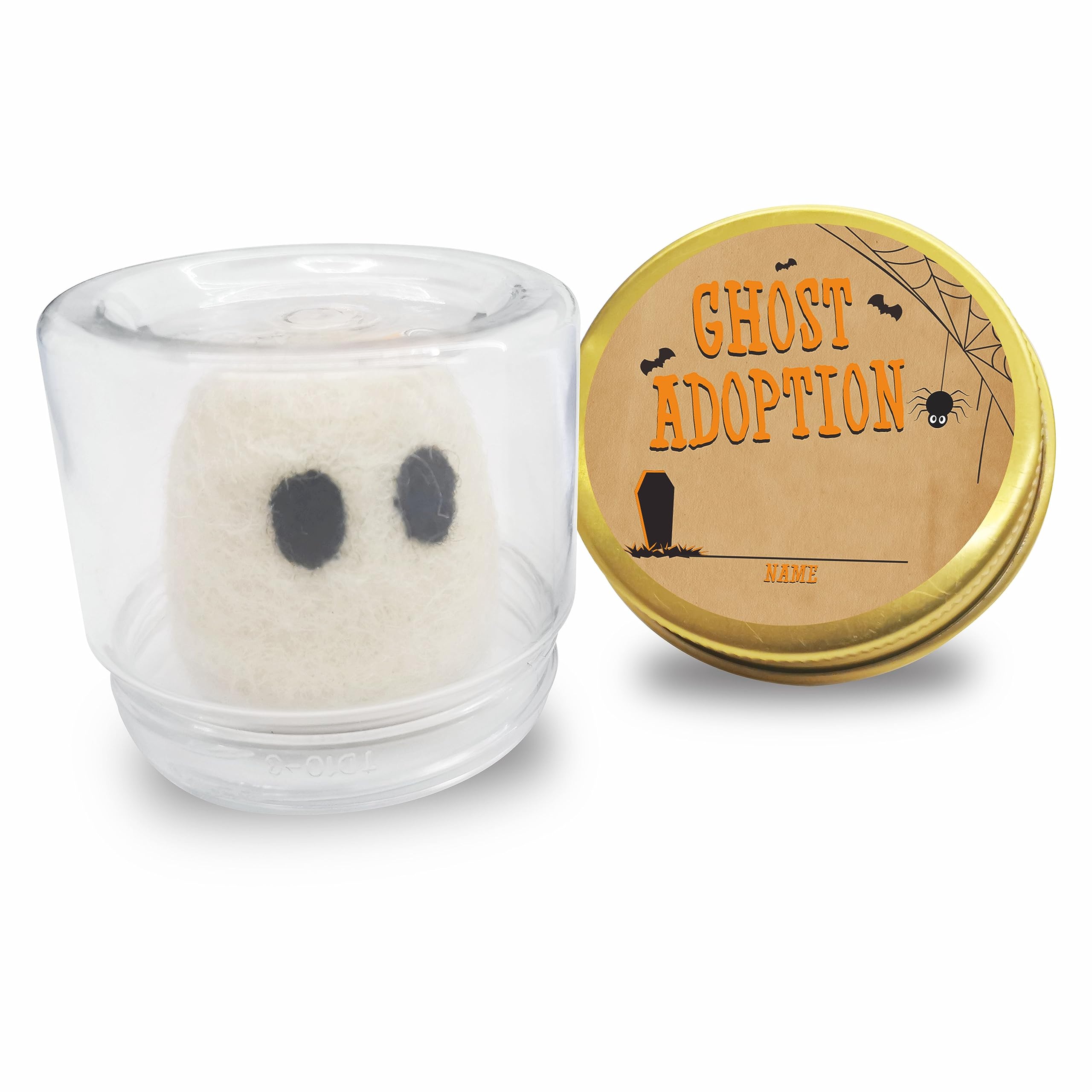 Ghost Adoption, Tiny Ghost in A Jar, Cute Handcrafted Felting Gift, Funny Unique for Boys & Girls, Adult, Party Favor Decoration & Gift - Gui-02