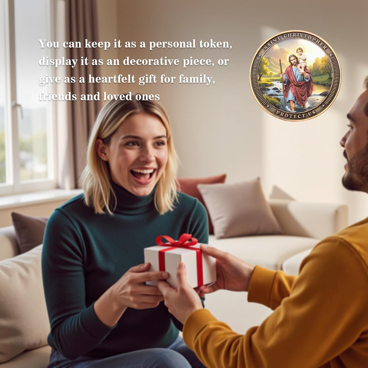 Saint Christopher Protection Medal for Safe Travel Driving, St. Christopher Challenge Coin Religious Prayer Pocket Token for Traveler Safe Journey Christian Gift (Pack of 5)