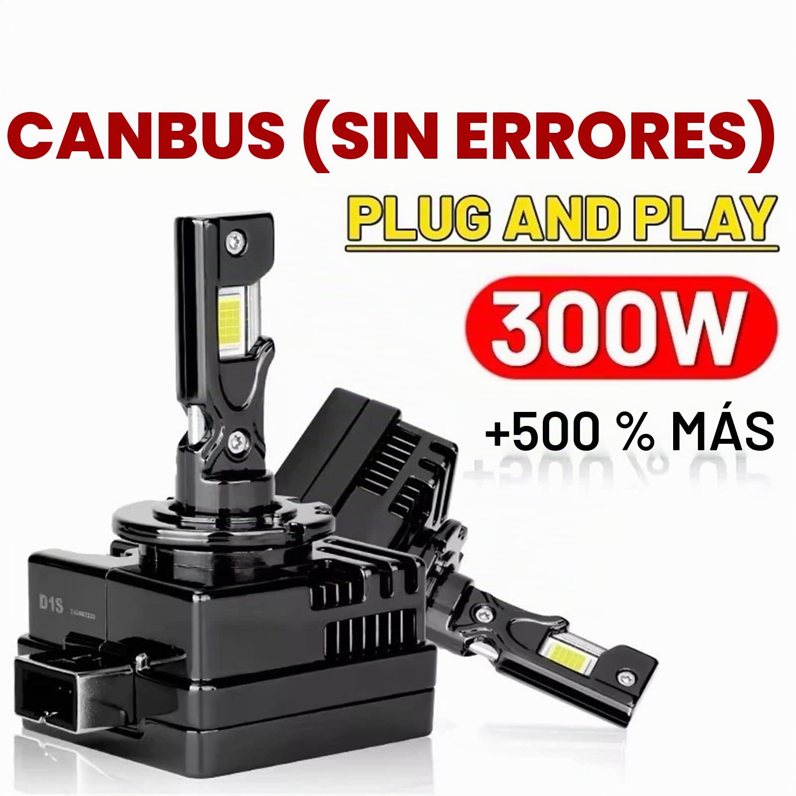 6500K Blanco 12V-24V LED HID Faro D1S D2S D3S D4 SD1R D3R Kit Xenon LED Bombilla Conversión Kit 300W D2R D4R Lámparas Coche 9054 CSP CANbus(300W SUPER_D1S)