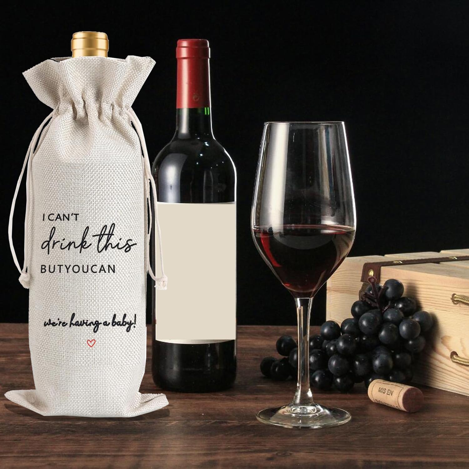 1Pcs Pregnancy Announcement Wine Bag New Mom Dad Pregnancy Announcement for Grandparents Parents Aunt friends with 1Pcs Kraft Blessing Cards and natural jute rope - Image 6