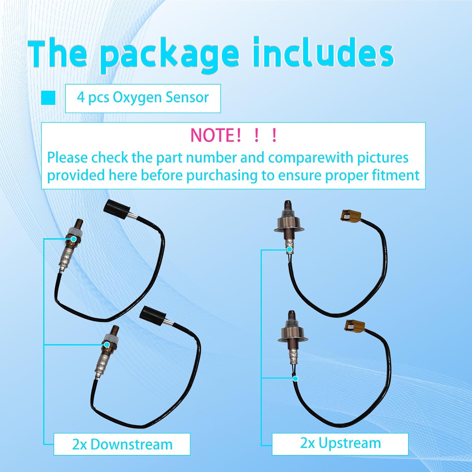 4 pcs Oxygen O2 Sensor Compatible with Nissan 370Z 3.7L 2011 2012 2013,Infiniti G37 3.7L V6 2011 2012 2013,EX35 3.5L 2011-2012, M37 2011-2013, QX70 Q70 FX35 FX37 Q40 EX37 Upstream and Downstream