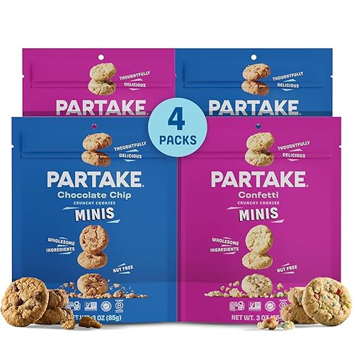 Paquete variado de galletas crujientes de chispas de chocolate y vainilla Partake sin gluten, veganas, sin los 9 alérgenos principales, incluyendo