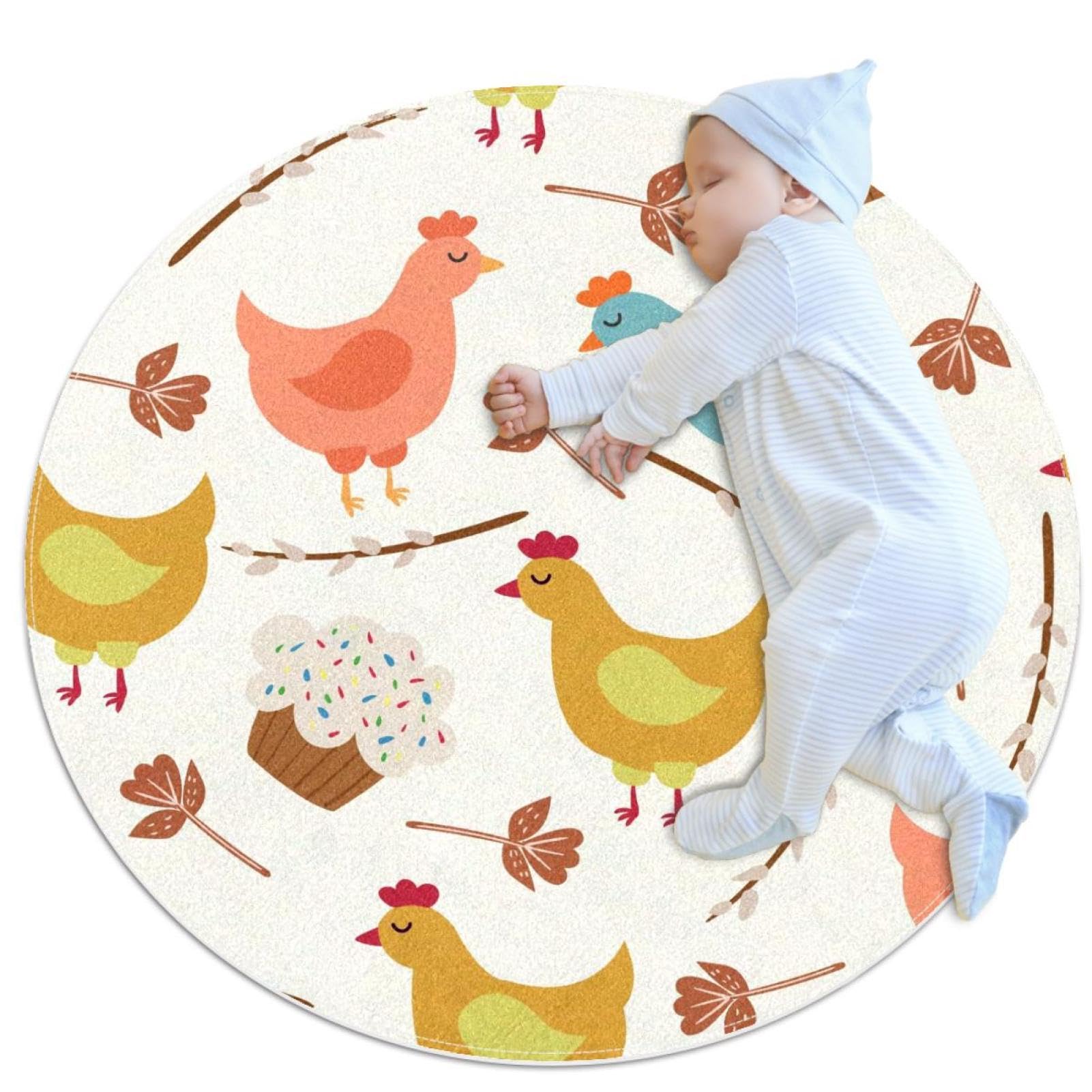 Tapis de salle de bain poules pour chambre d'enfant et canapé rond