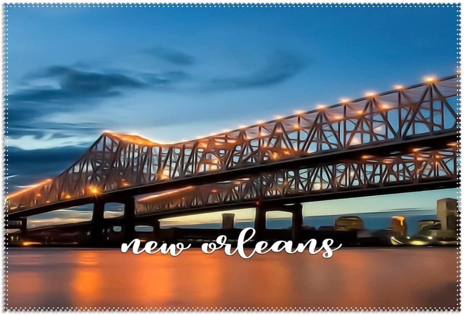 American Louisiana State New Orleans Placemats for Dining Table, New Orleans Scenery Cityscape Heat Resistant Place Mats, Washable PVC Table Mats, Non-Slip Stain Resistant Kitchen Table Placemat