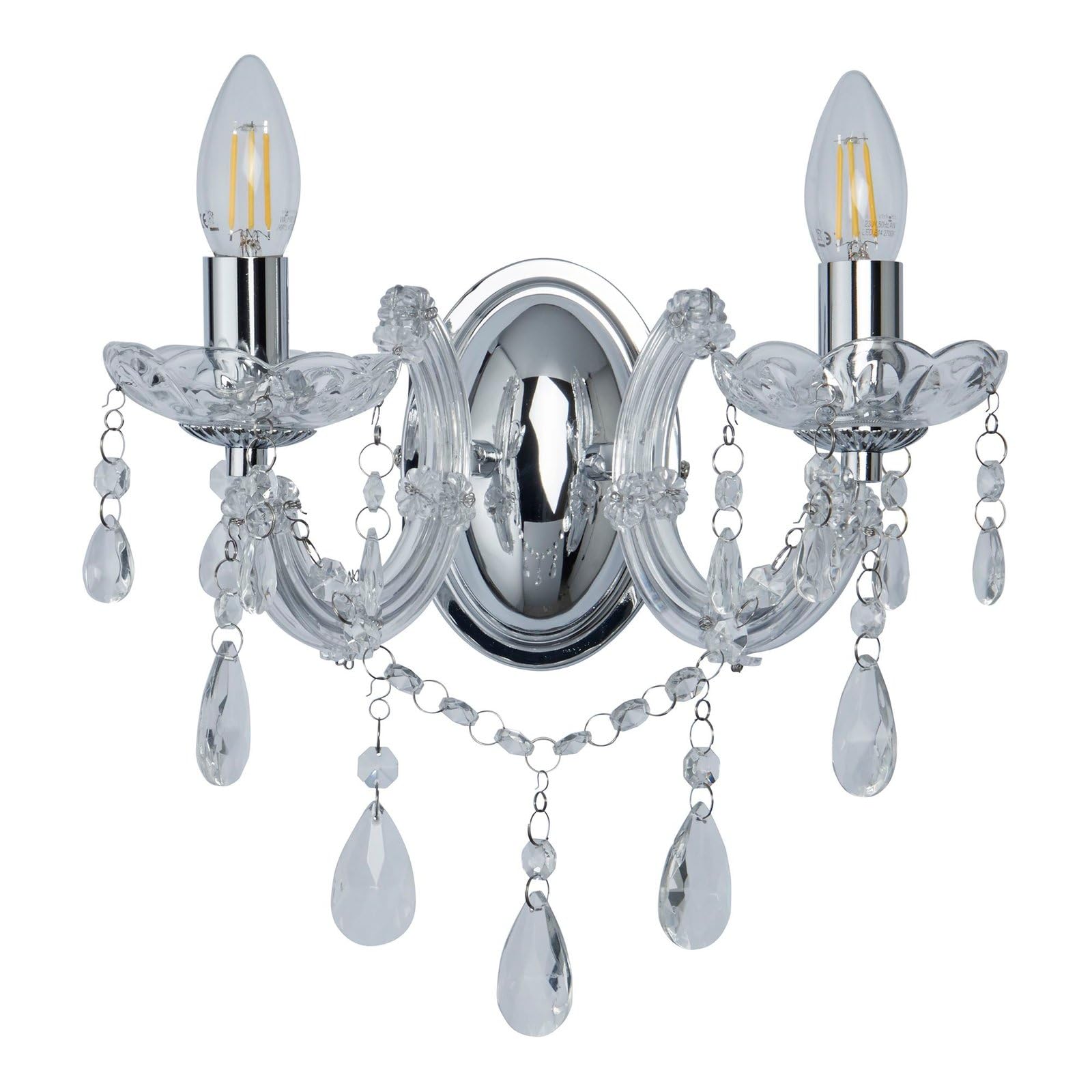 Lampadario da parete in cristallo di vetro Lampada cromata Illuminazione soggiorno Lampada da corridoio Proiettore 399-2