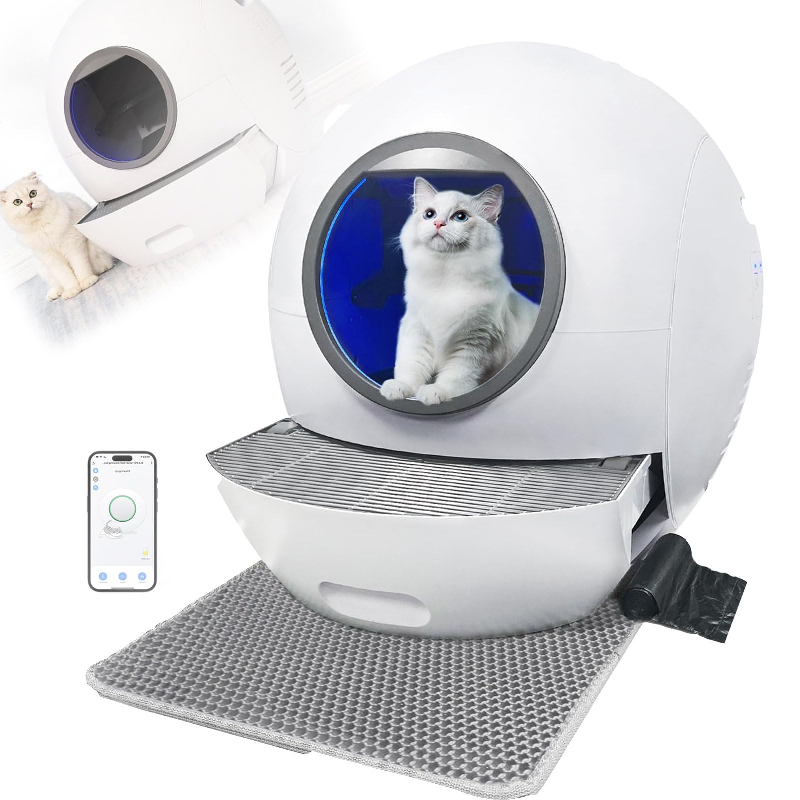 Lettiera per Gatti autopulente, Controllo App, Monitor Intelligente, Adatta a Tutti i Tipi di Gatti, rimozione degli odori, Facile da smontare e Lavare