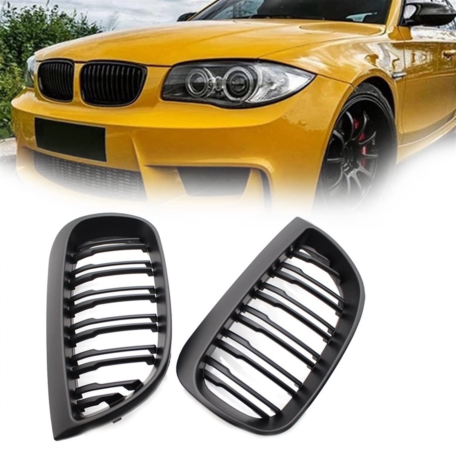 Grille de rein avant pour BMW E88 E81 E87 calandre double ligne 2004-2011 - 8